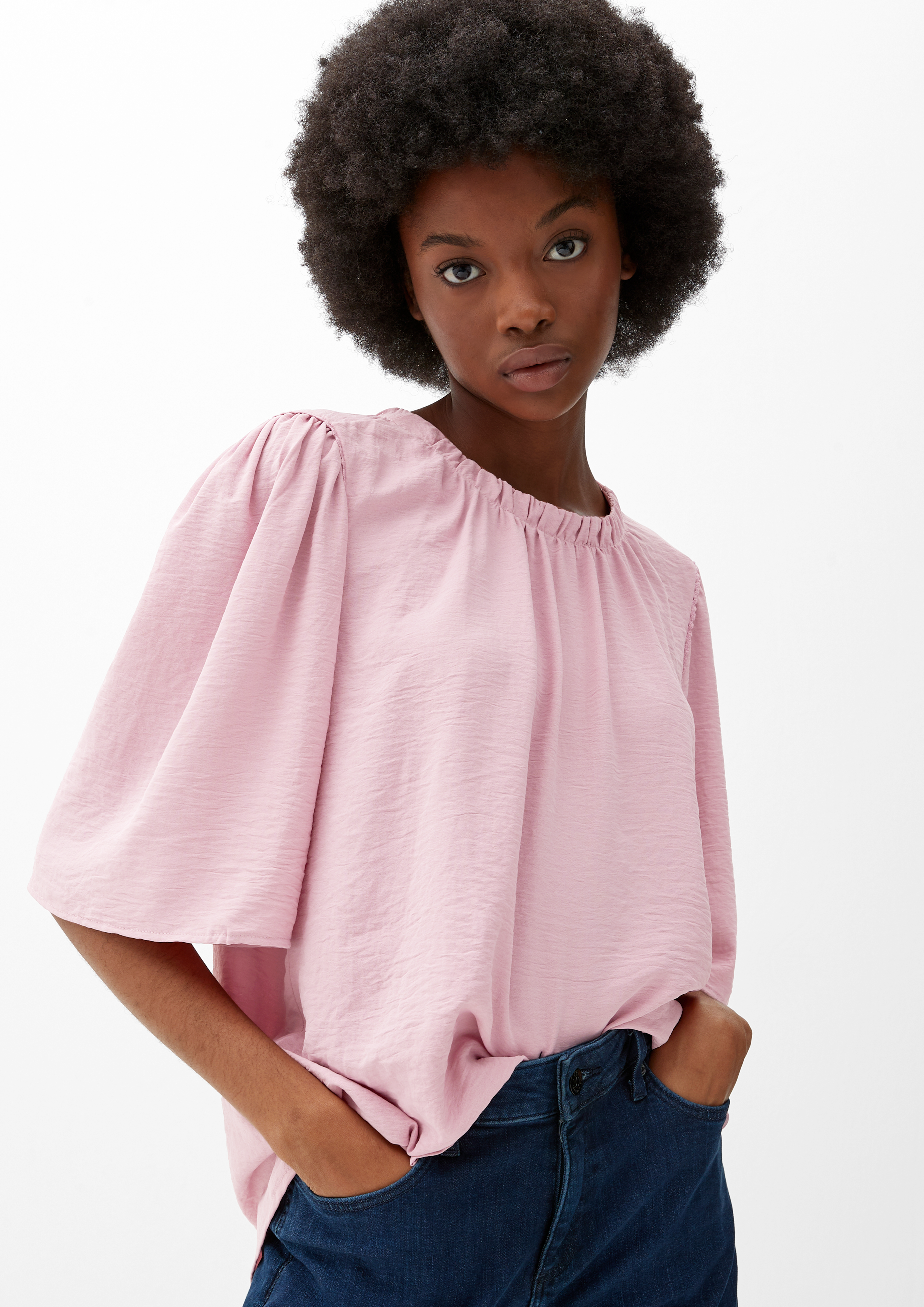 mit Raffungen - rosa Bluse