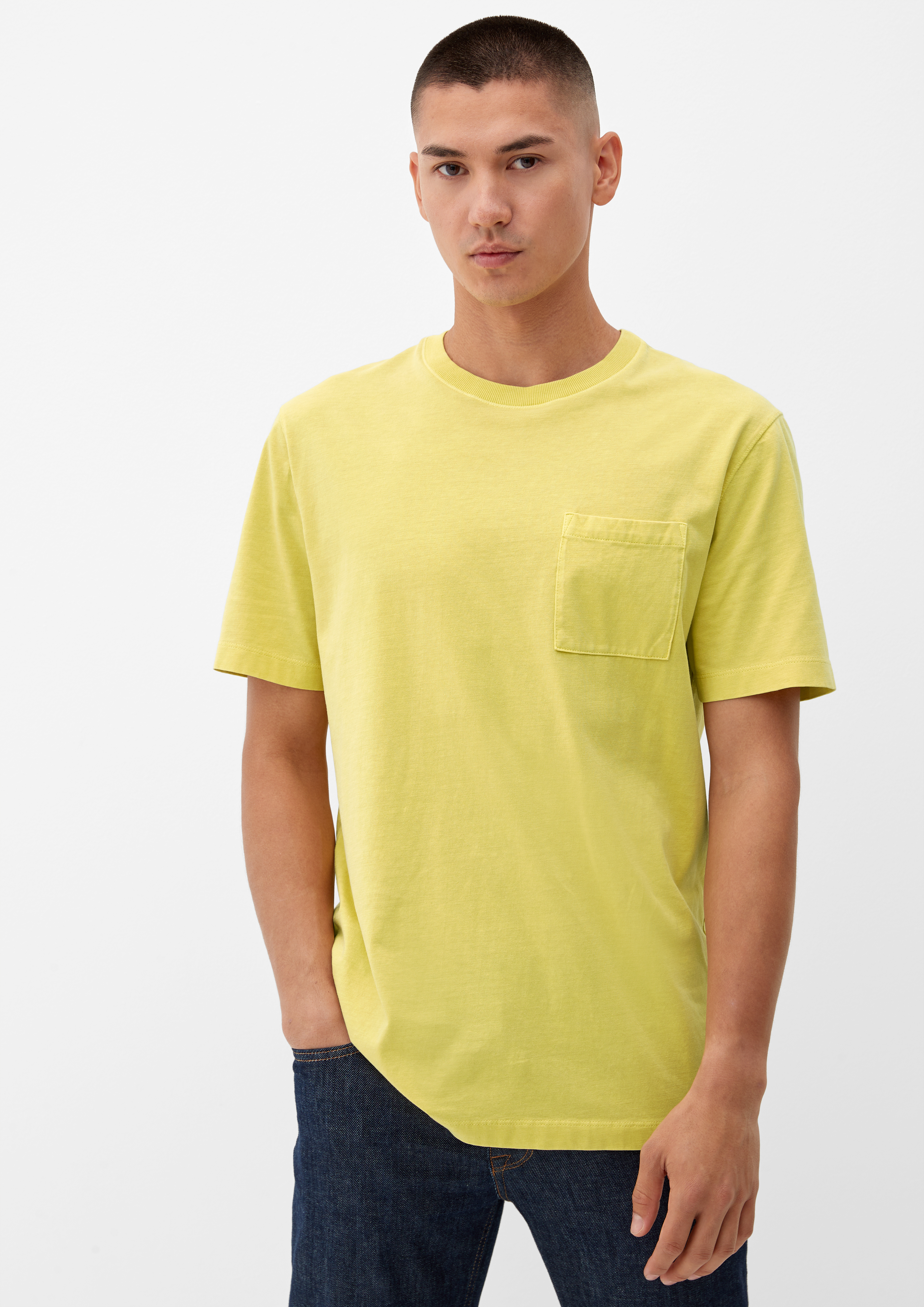 T-Shirt mit Used-Waschung - gelb