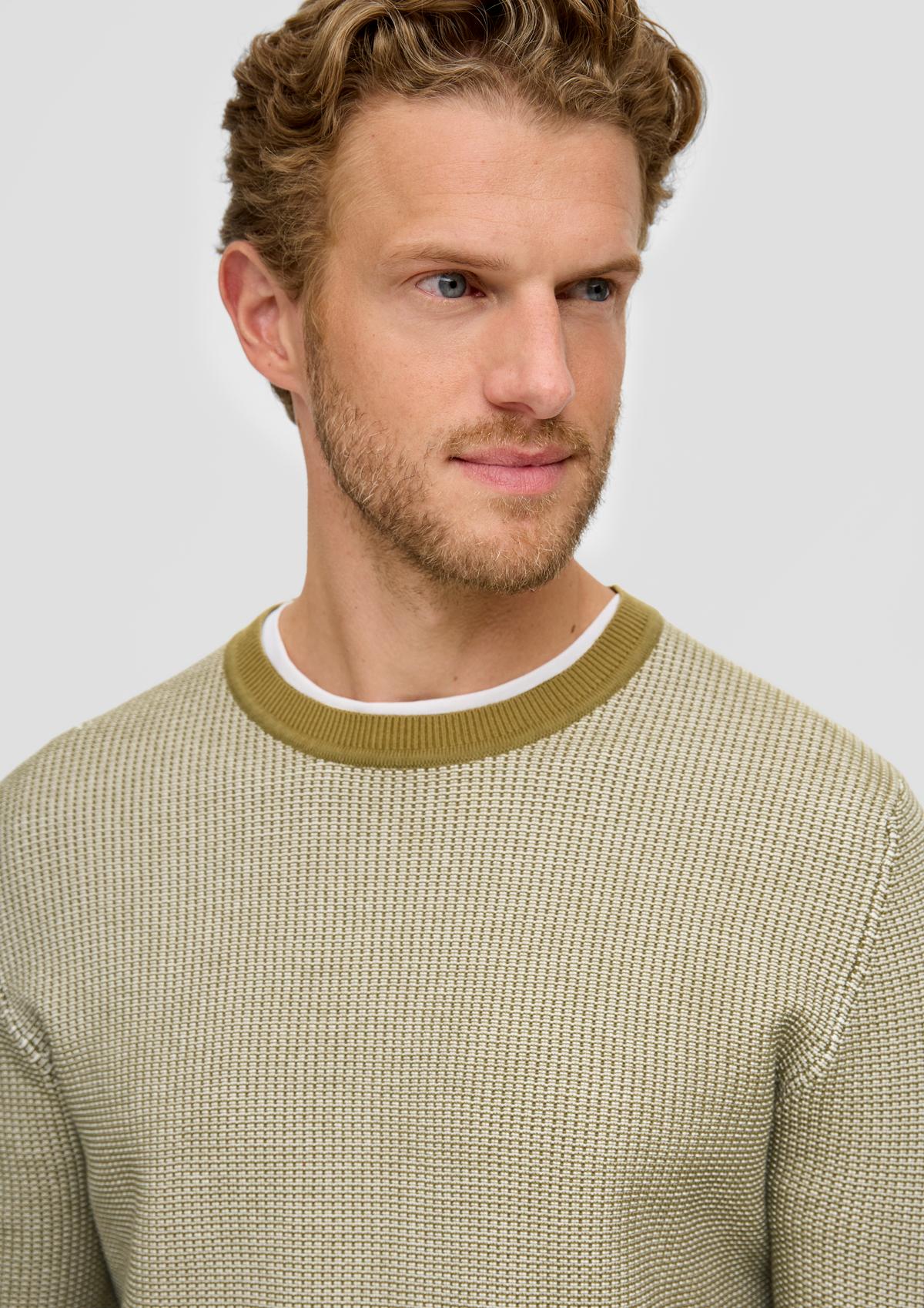 mit - Two-Tone-Muster navy Pullover