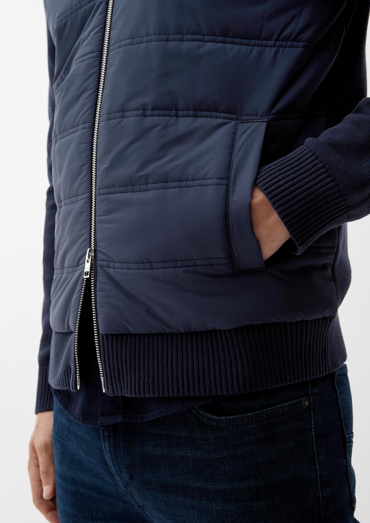 s.Oliver Quilted jacket with knit sleeves