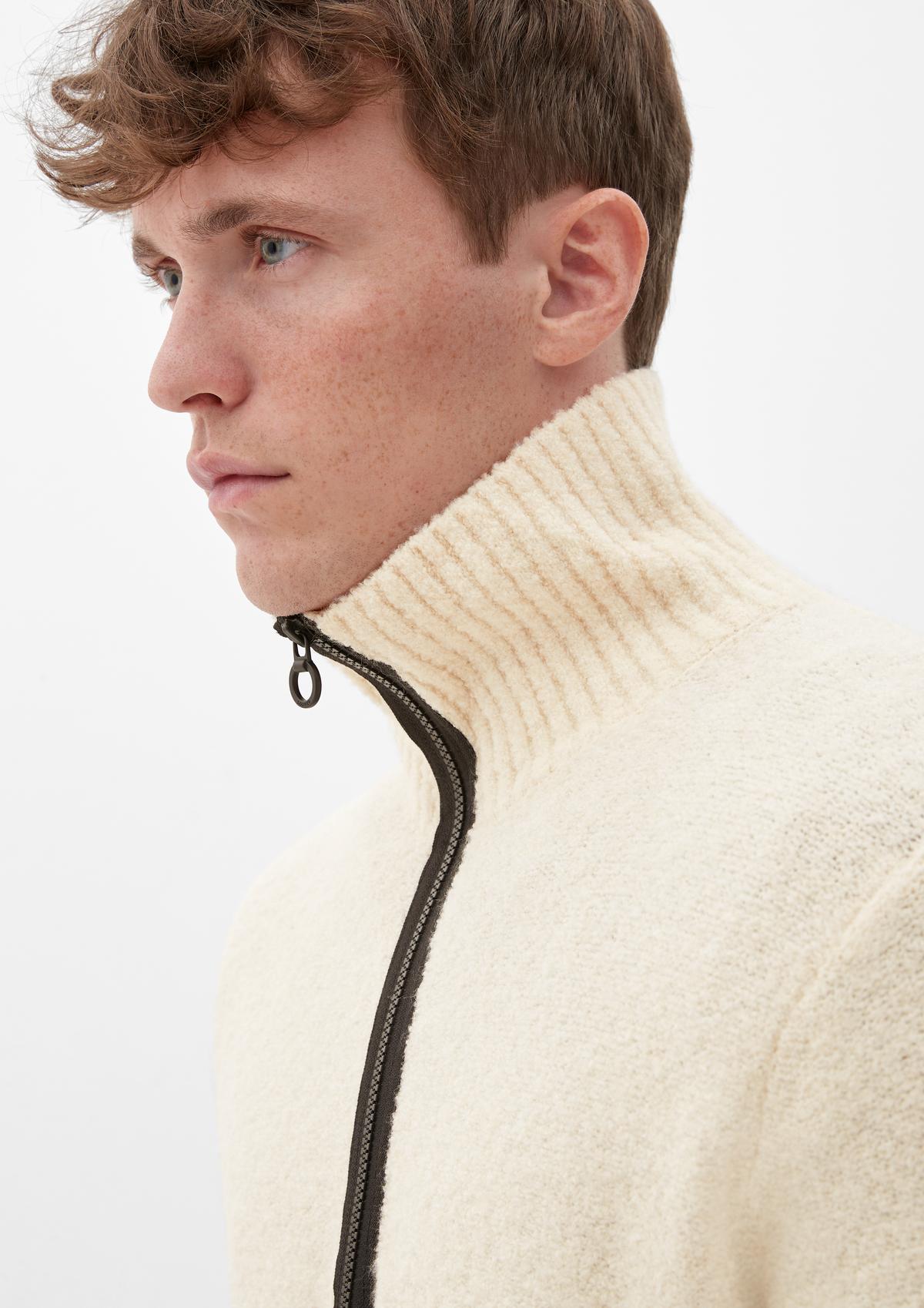 s.Oliver Bouclé wool blend zip neck jumper