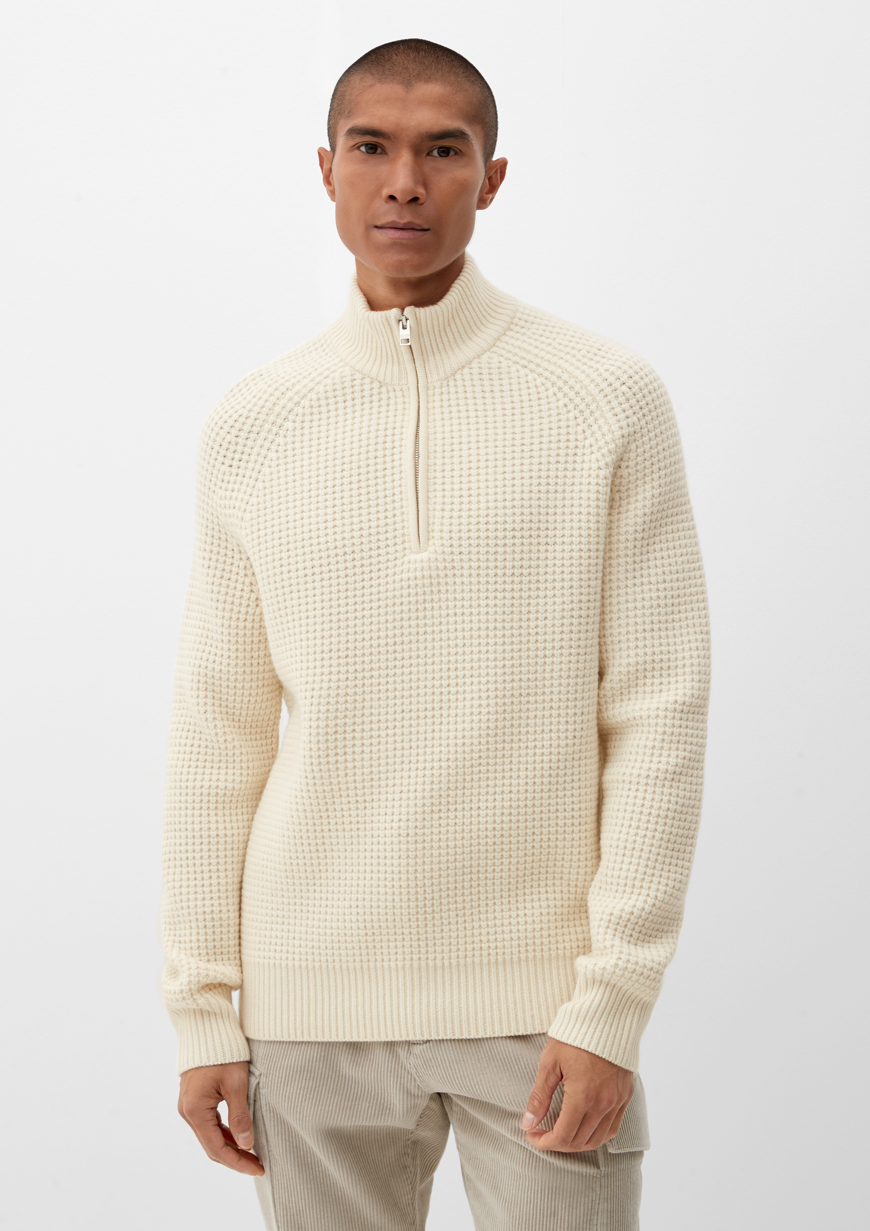 Wool zip neck jumper ecru s.Oliver