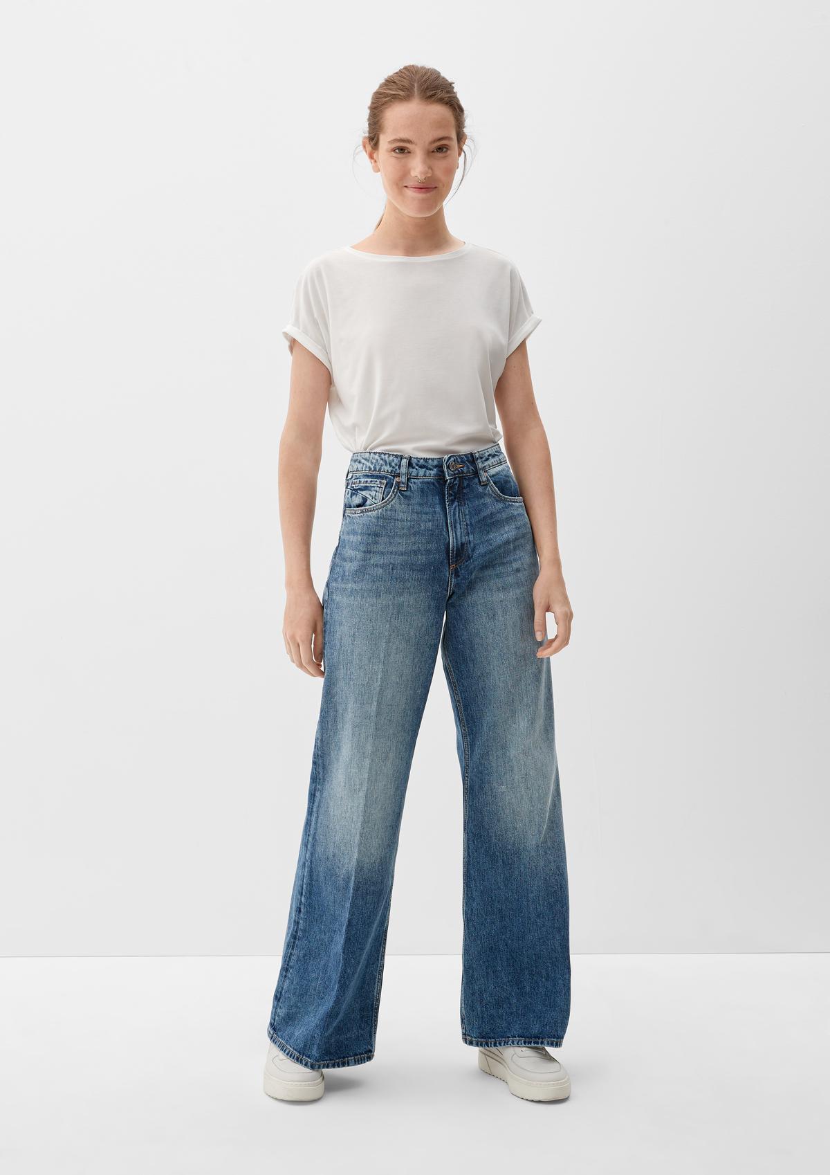 Wide leg: jeans with a garment wash - deep blue | s.Oliver