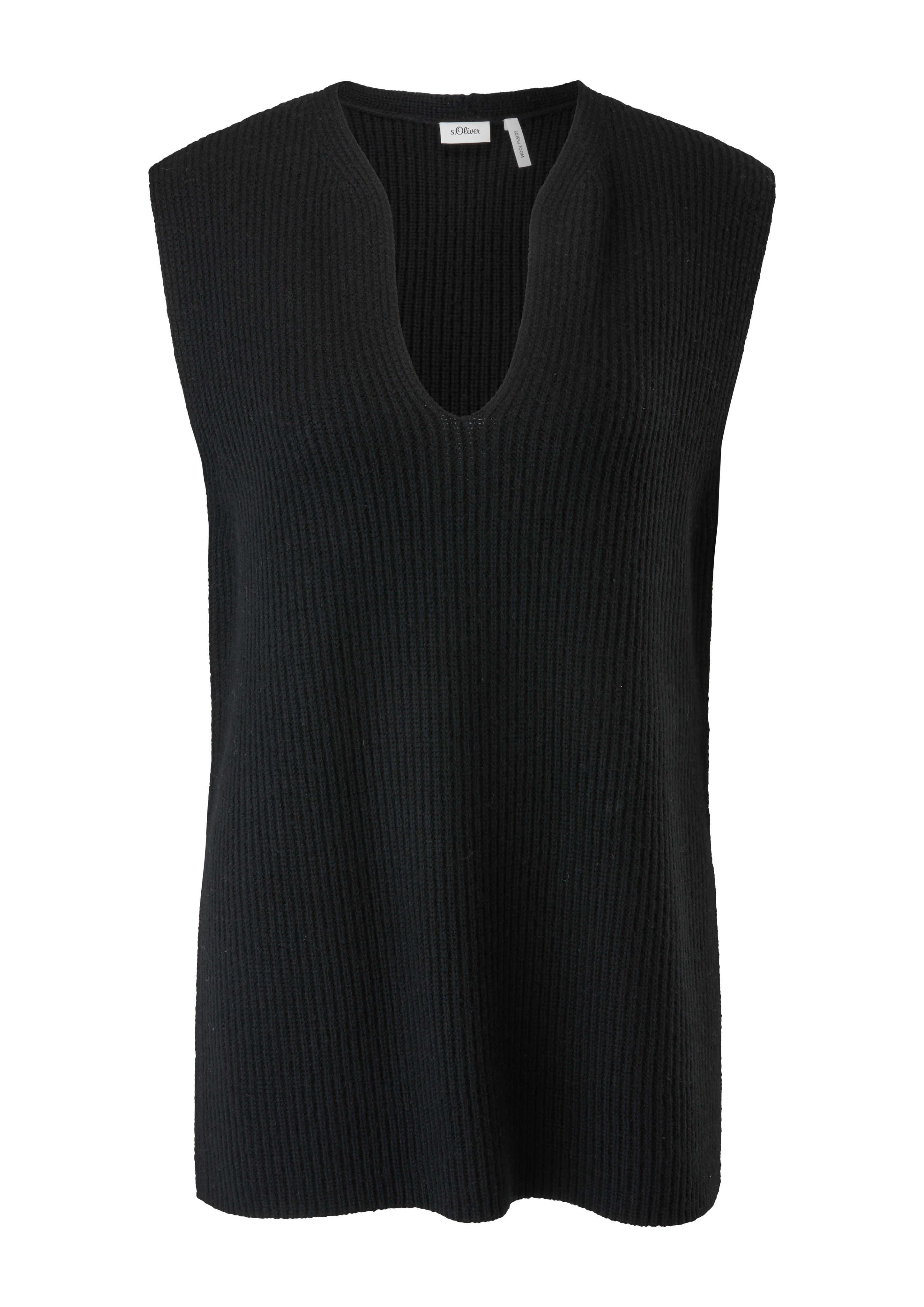 S.Oliver Strickpullunder Mit Kontraststreifen - Klassischer V-Ausschnitt Pullunder