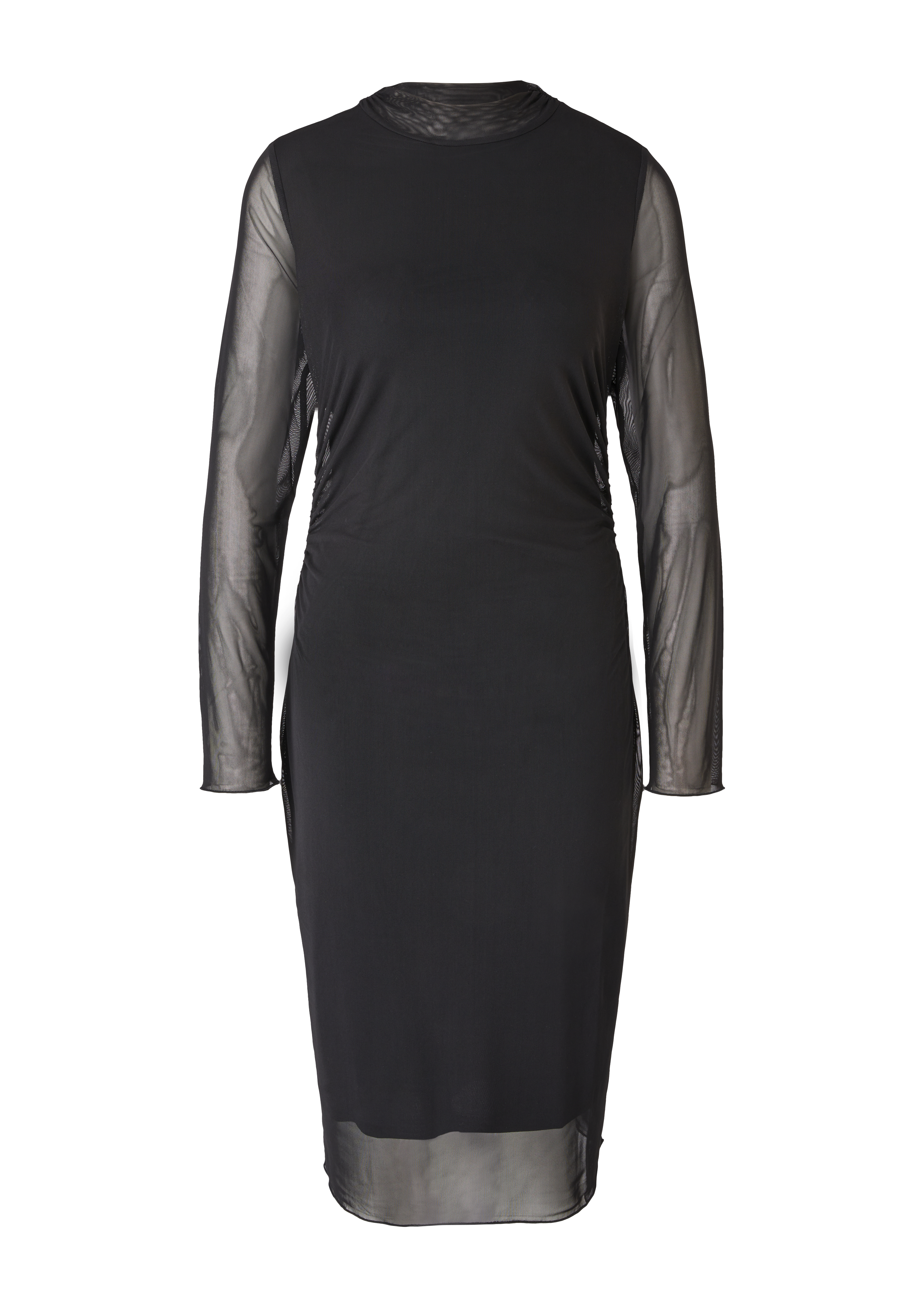 s.Oliver - Mesh-Kleid mit Raffungen, Damen, schwarz