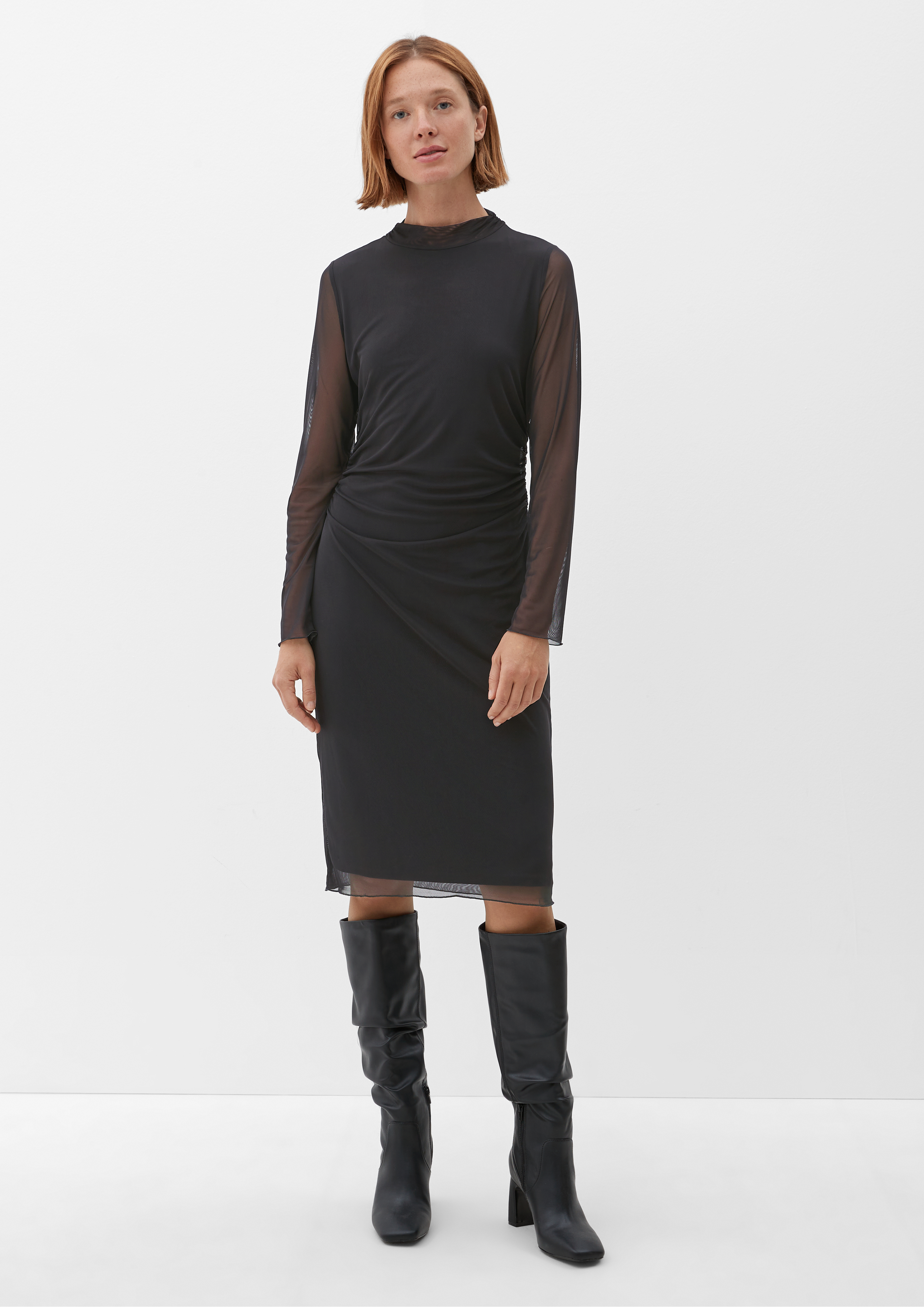 S.Oliver Mesh-Kleid mit Raffungen