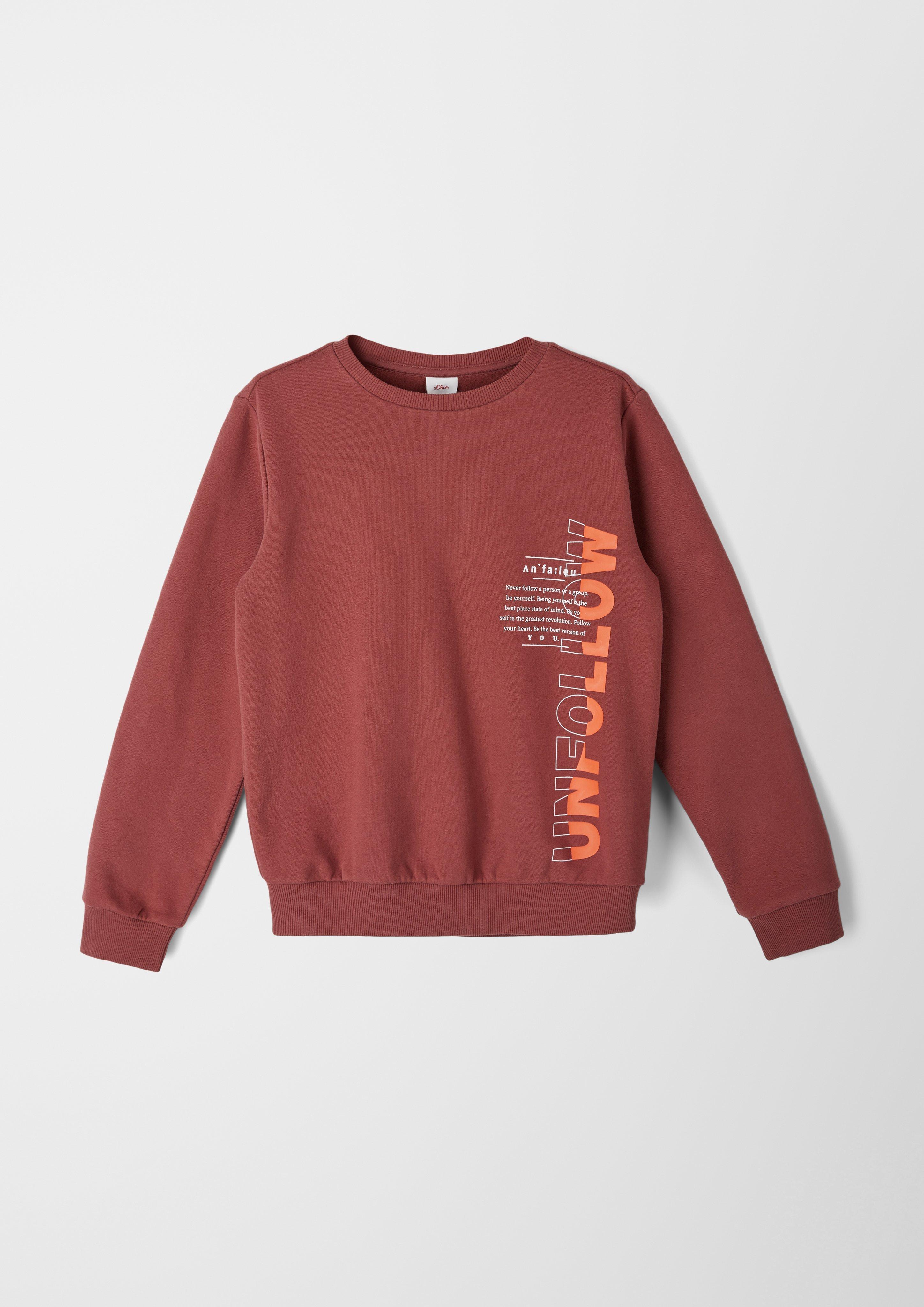 Sweatshirt mit - rubinrot Schriftprint