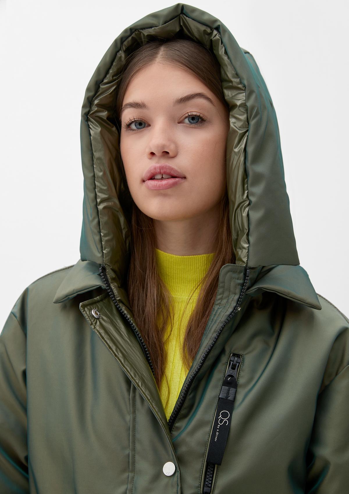 Padded with hood - a olive coat