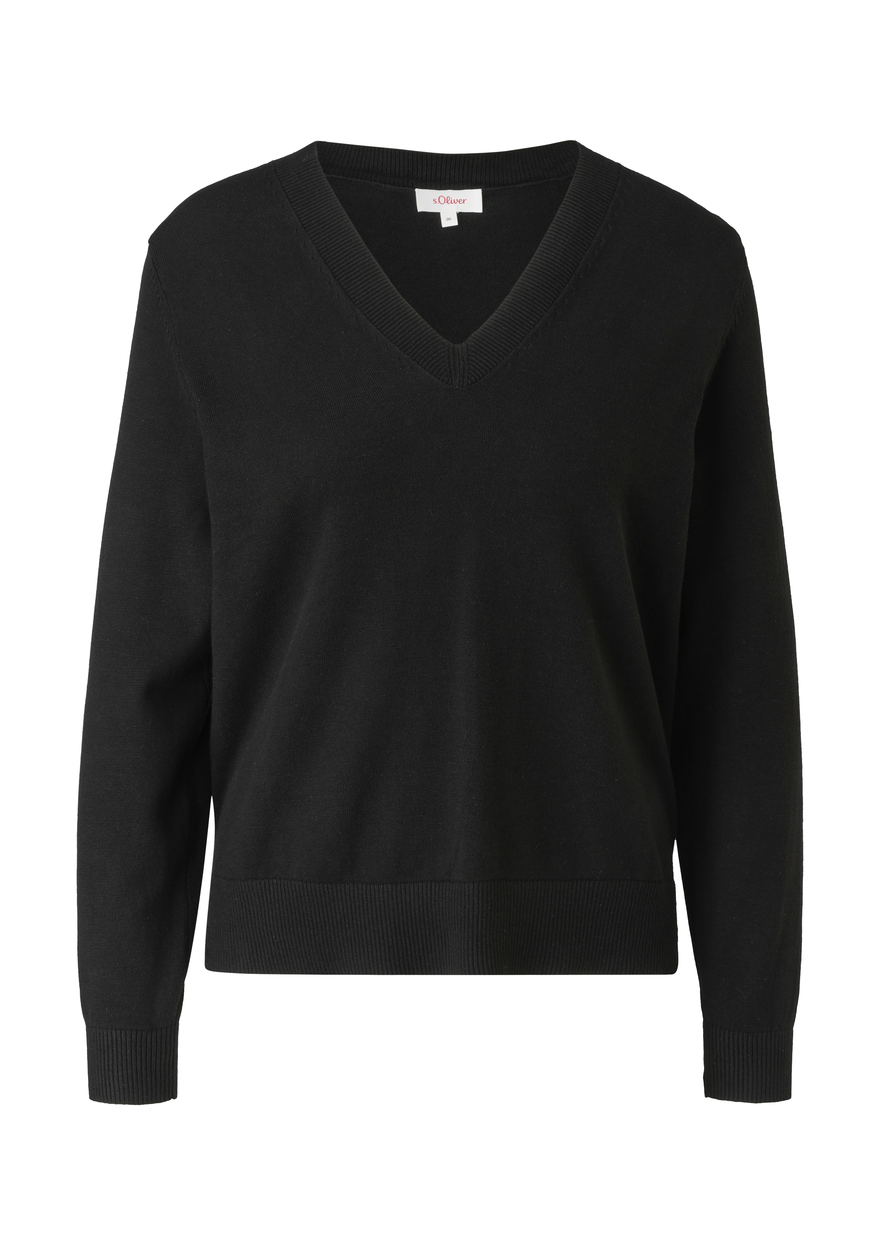 s.Oliver - Feinstrickpullover aus Viskosemix, Damen, schwarz