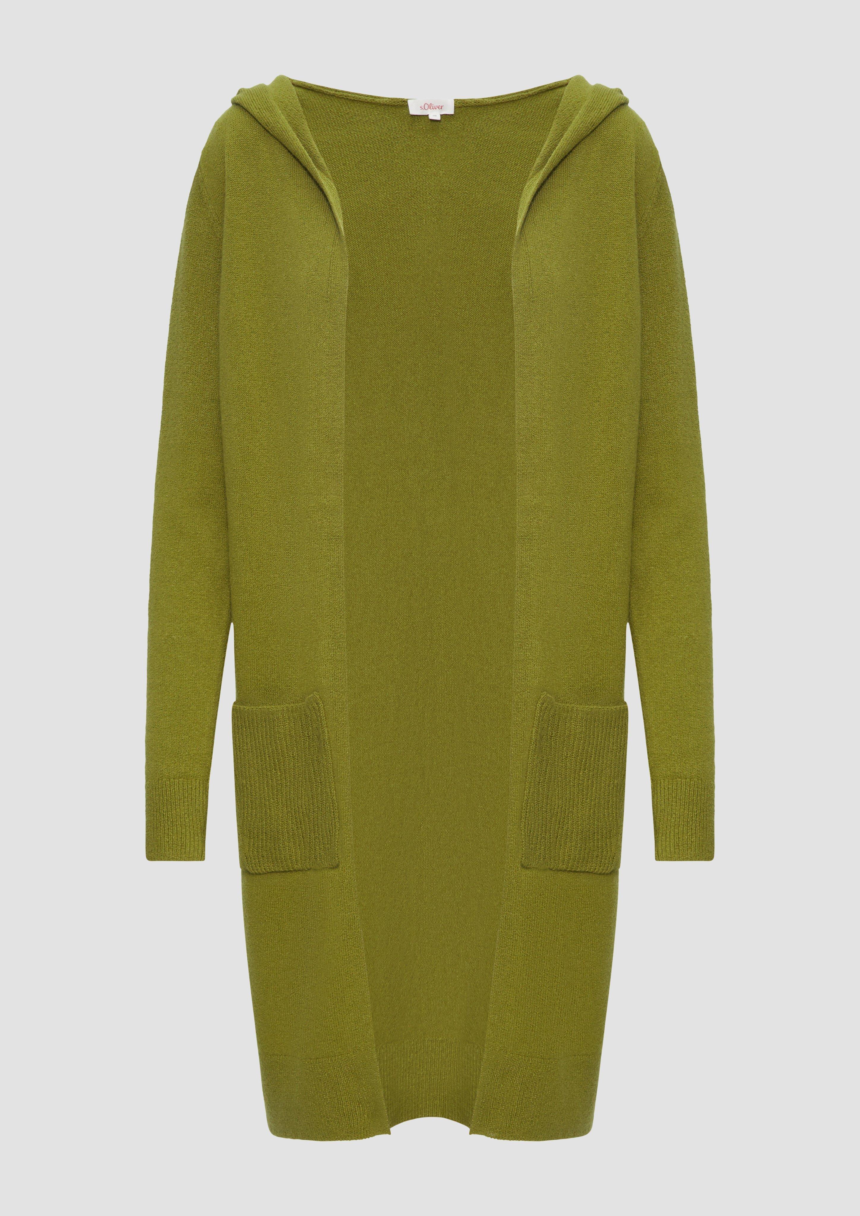 s.Oliver - Long-Cardigan mit Kapuze, Damen, grün
