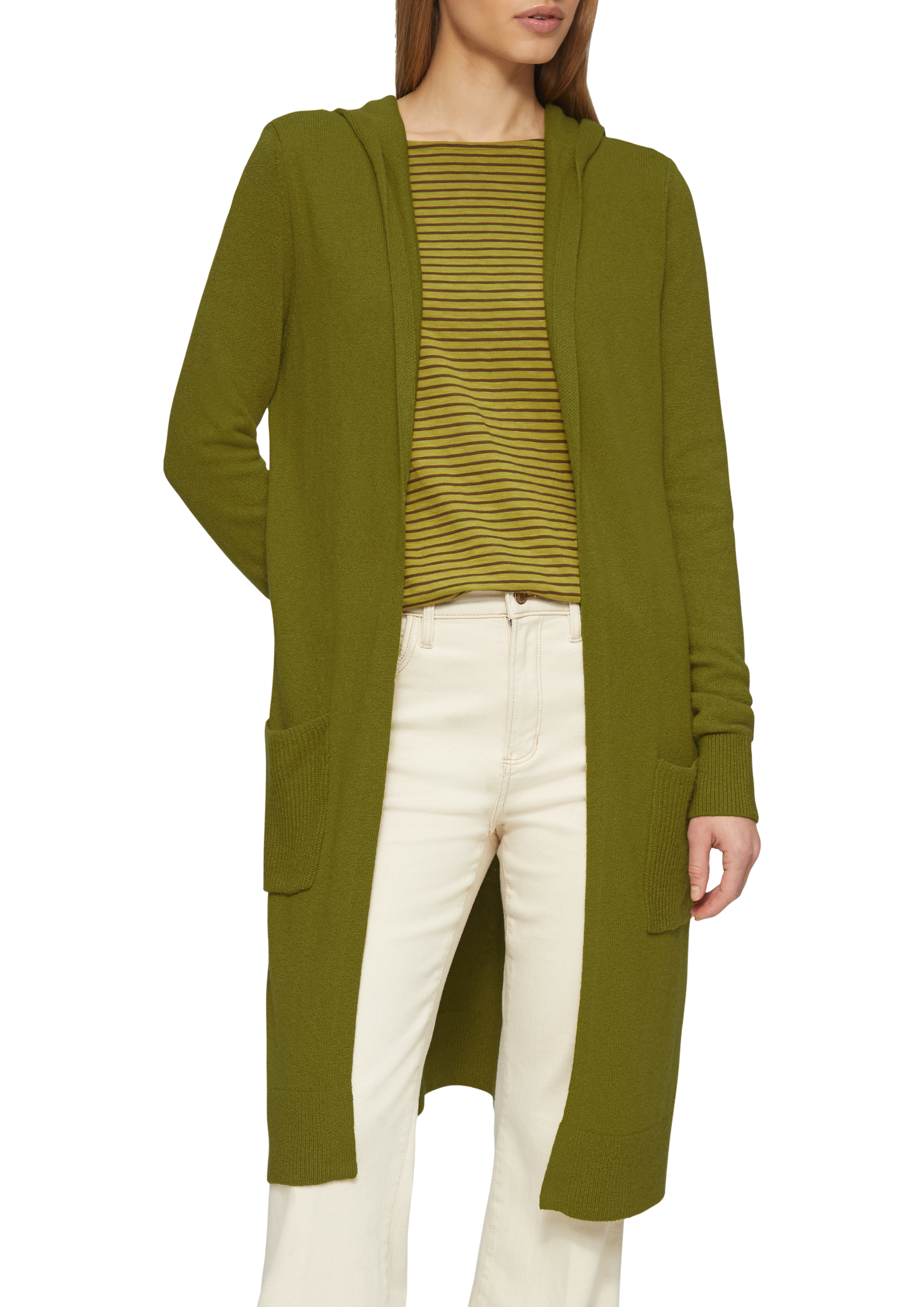 Long-Cardigan mit Kapuze Grün