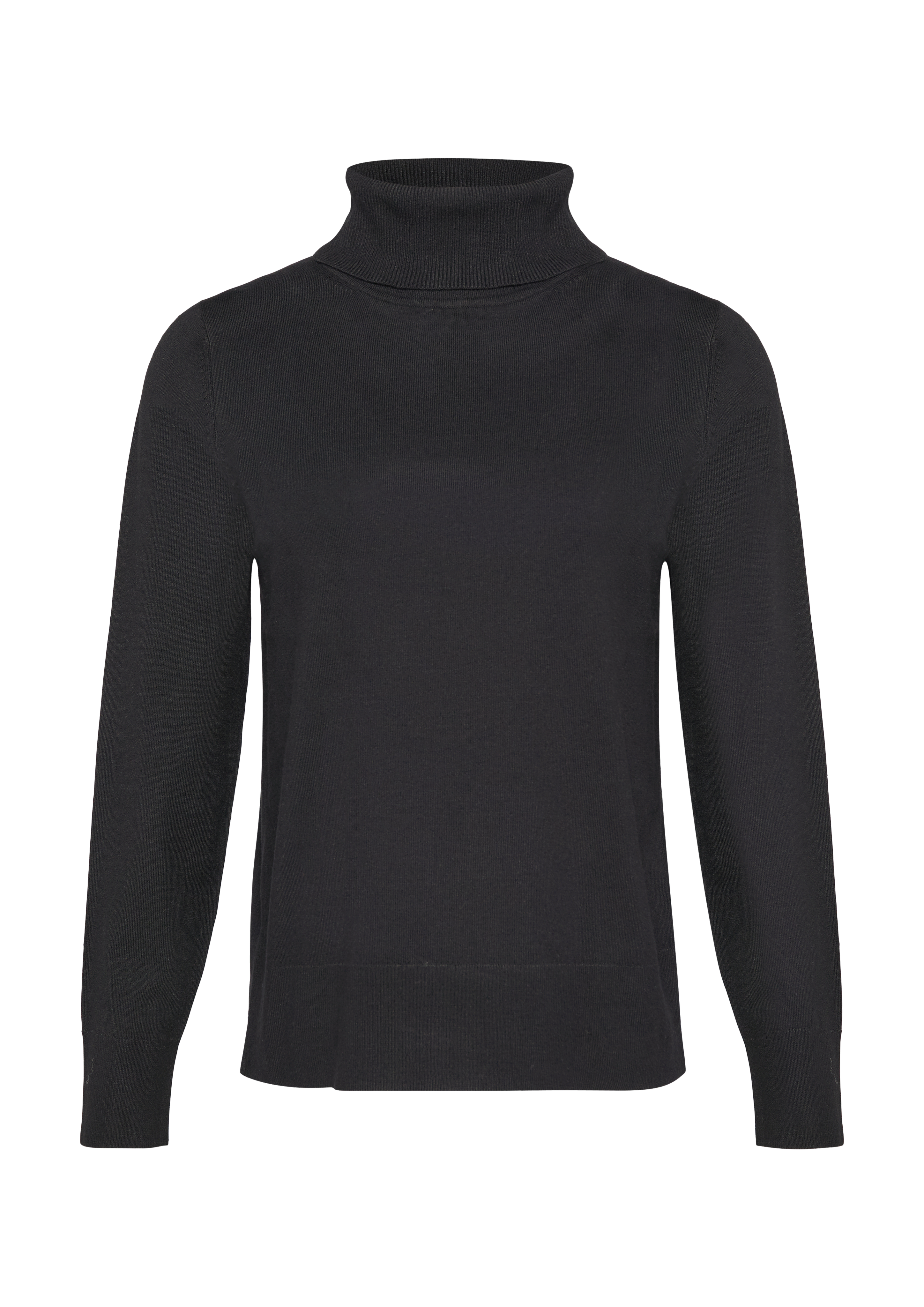 Fijn gebreide trui met een polo hals Zwart