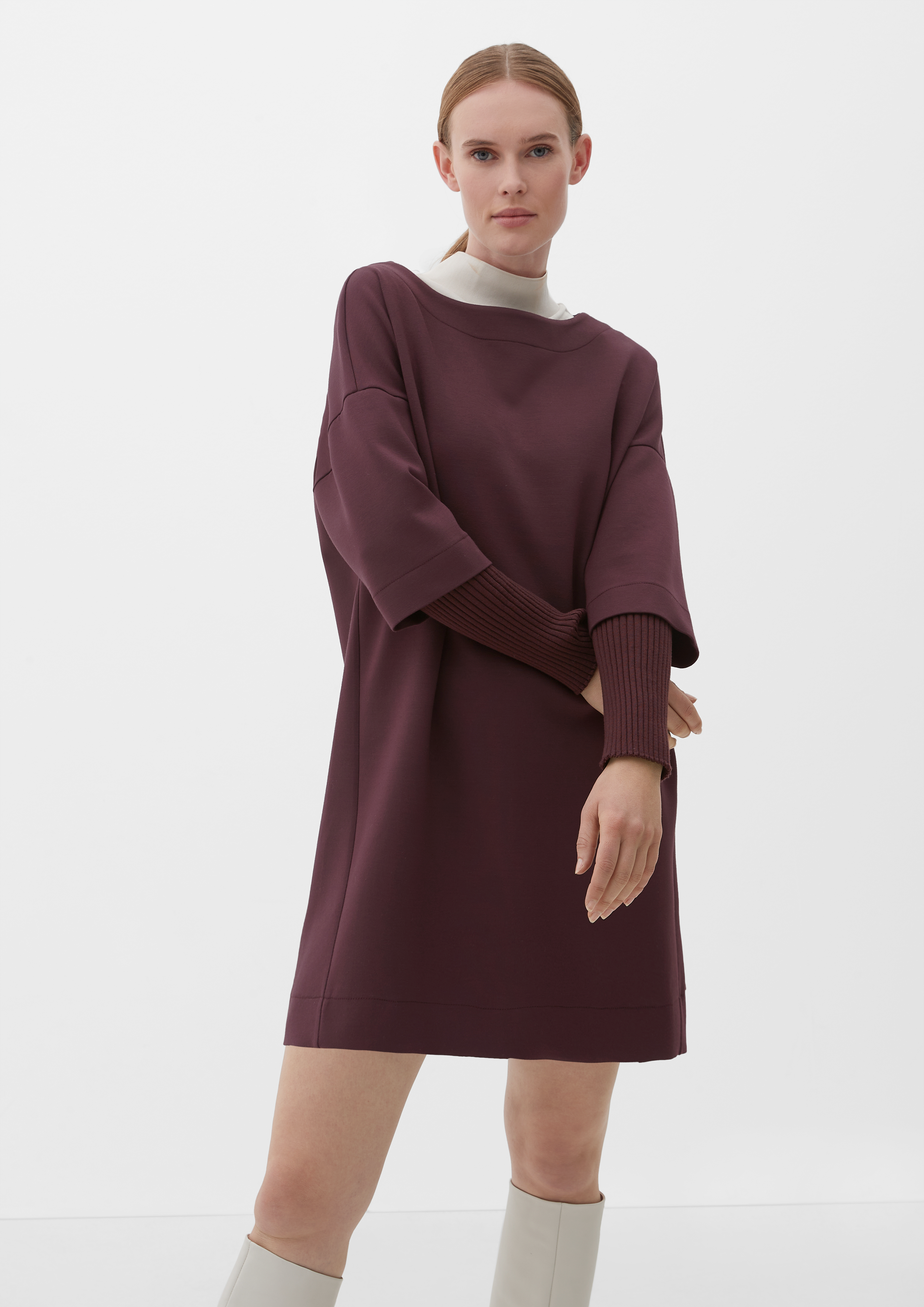 lila Ärmeln mit - gerippten Sweatkleid