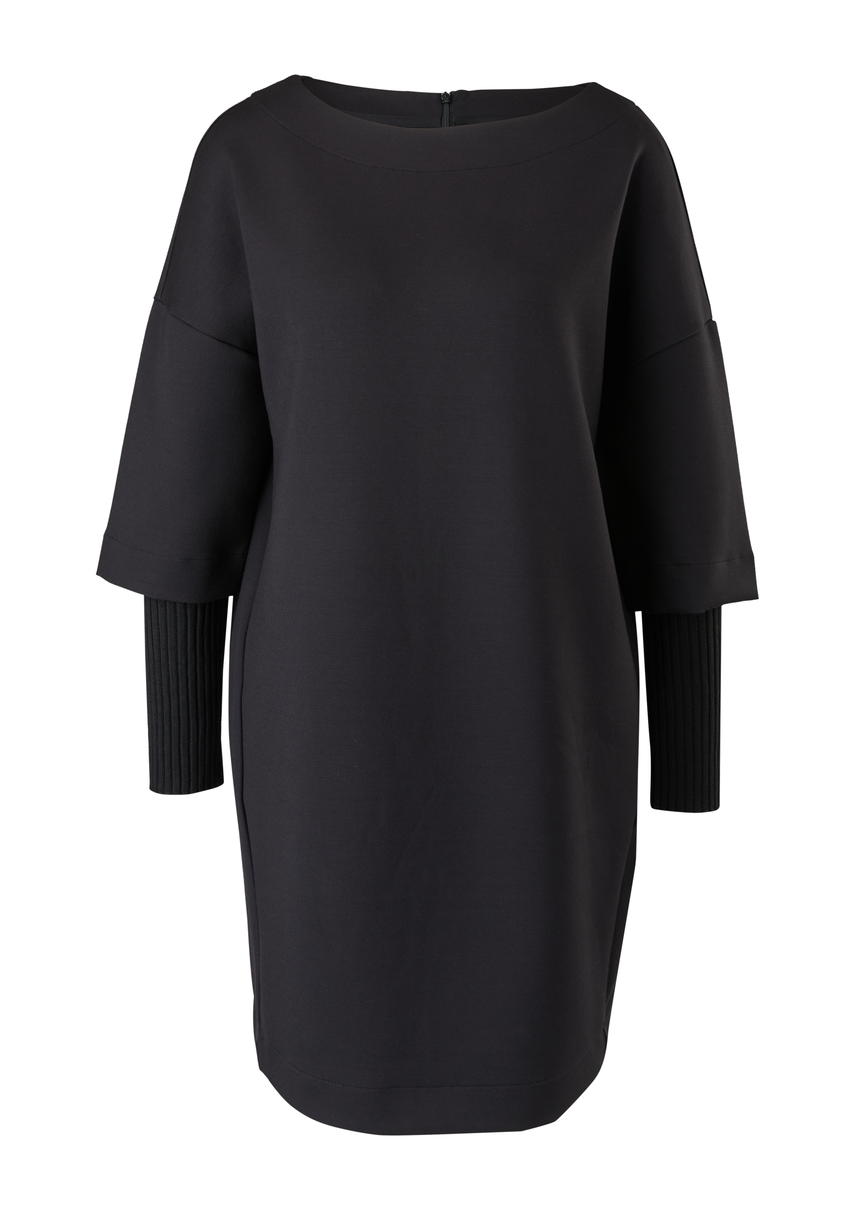 s.Oliver - Sweatkleid mit gerippten Ärmeln, Damen, schwarz