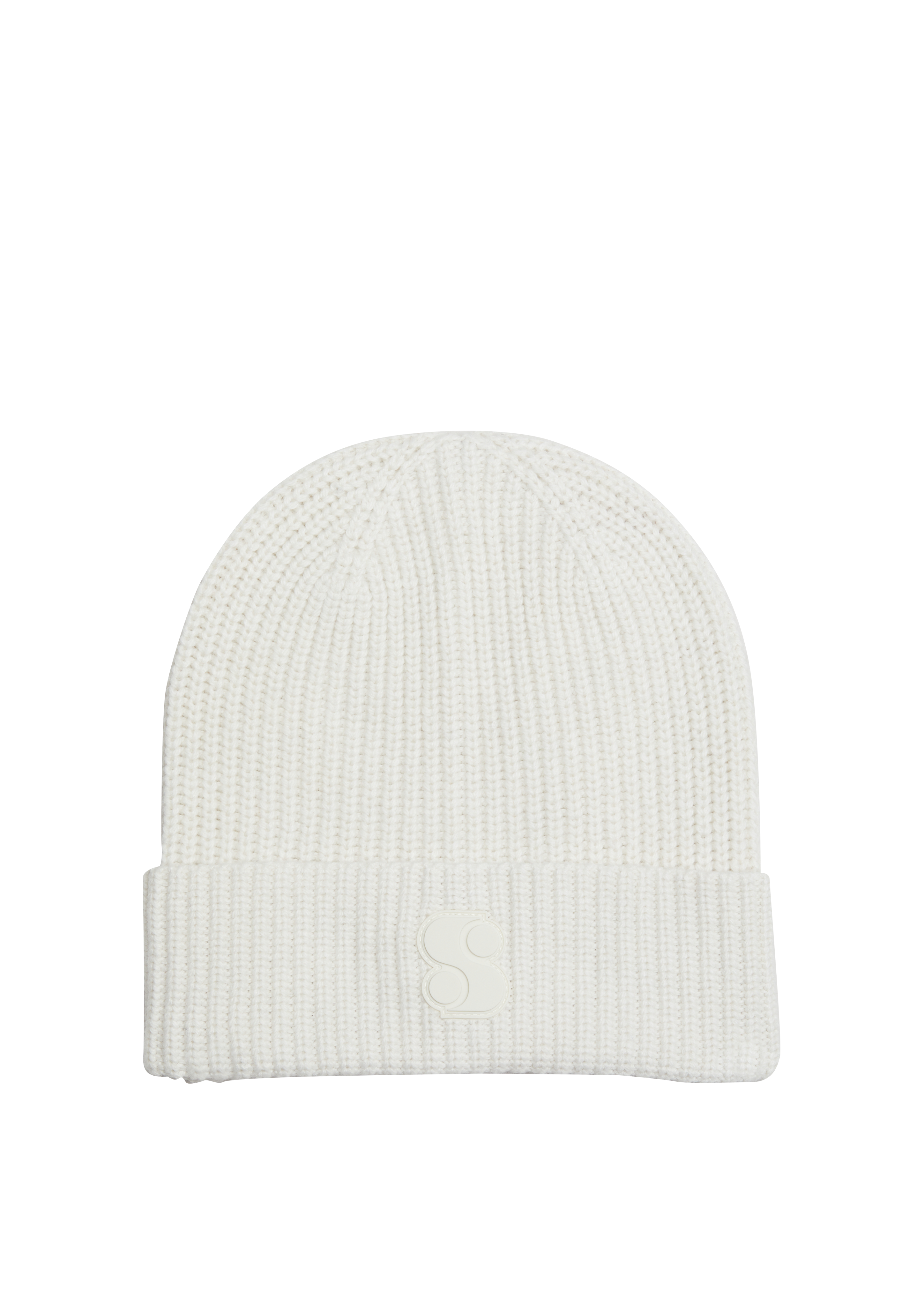 s.Oliver - Strickmütze aus Baumwollmix, Damen, creme