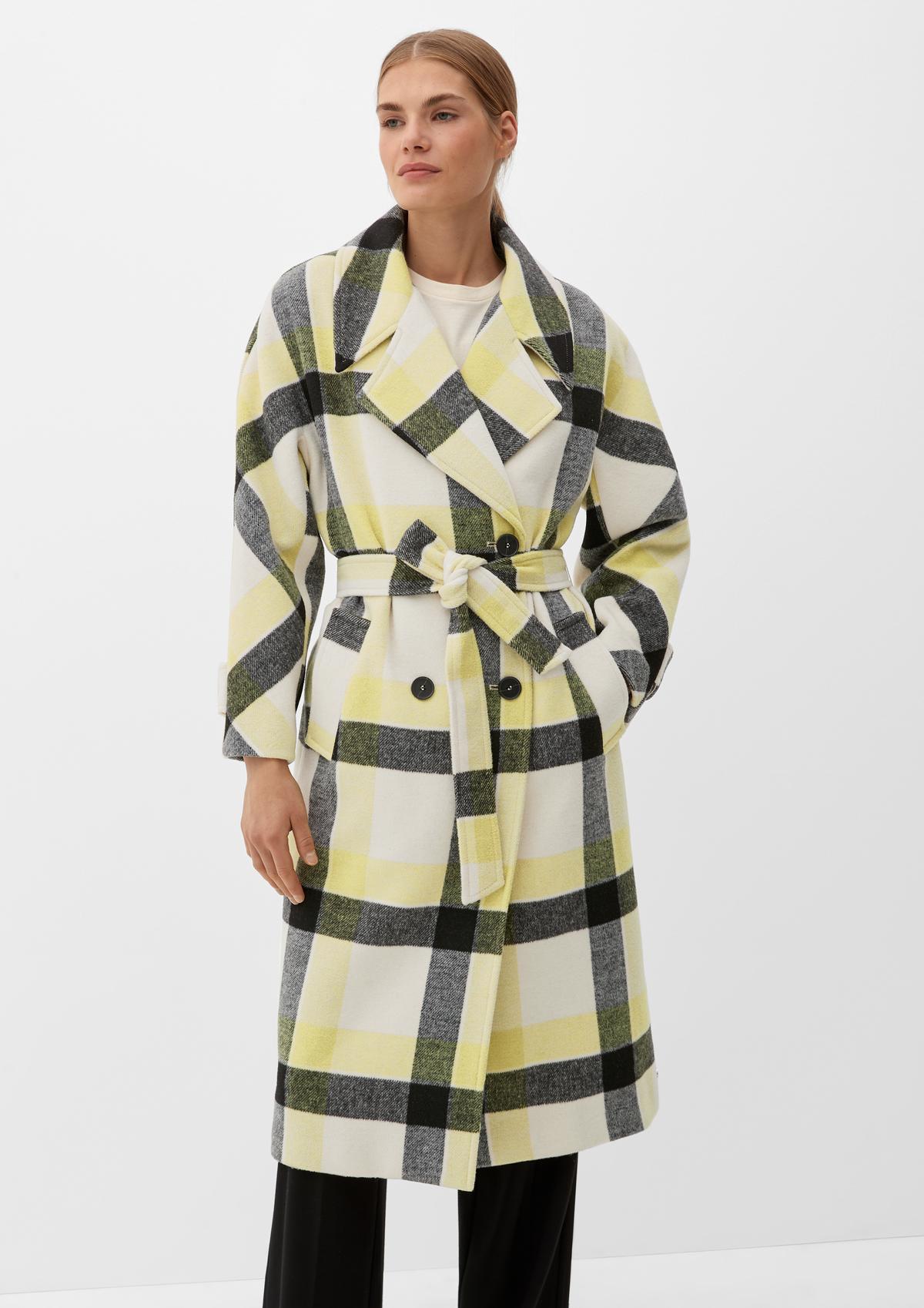 s.Oliver Wool blend coat in a check pattern