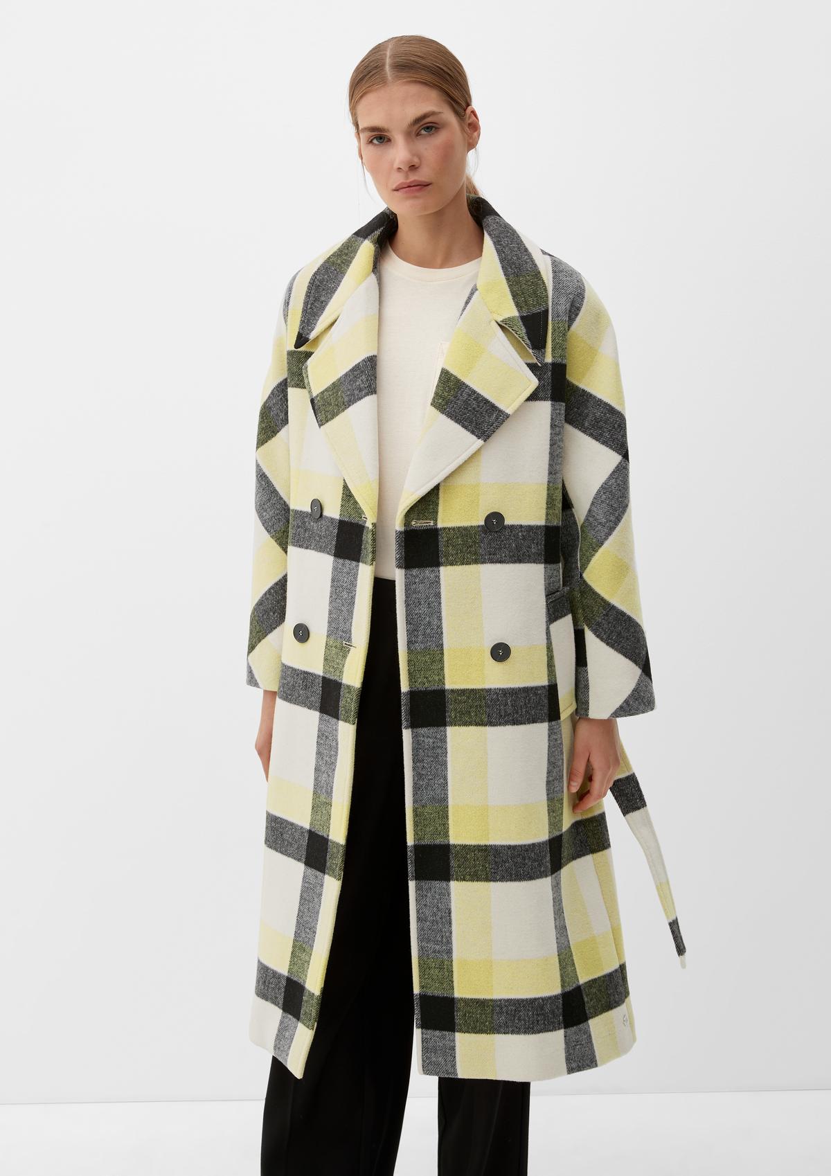 Wool blend coat in a check pattern