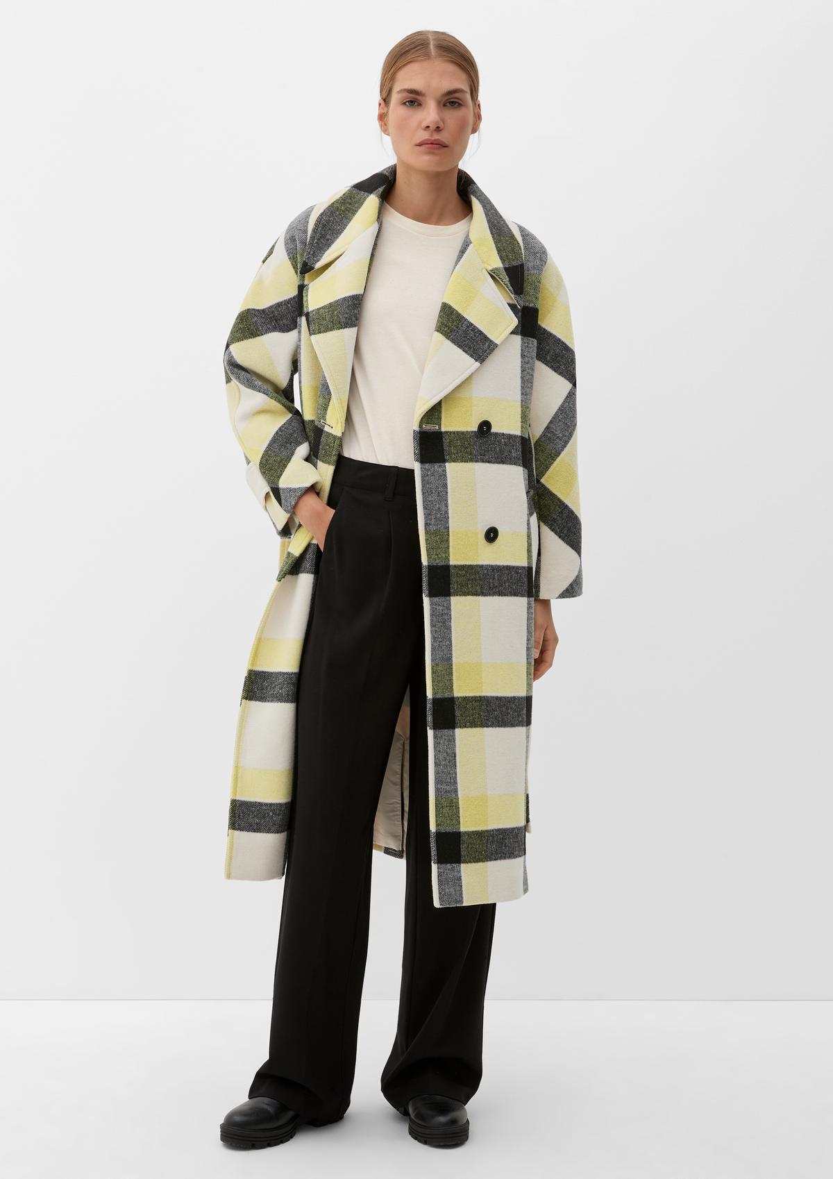s.Oliver Wool blend coat in a check pattern