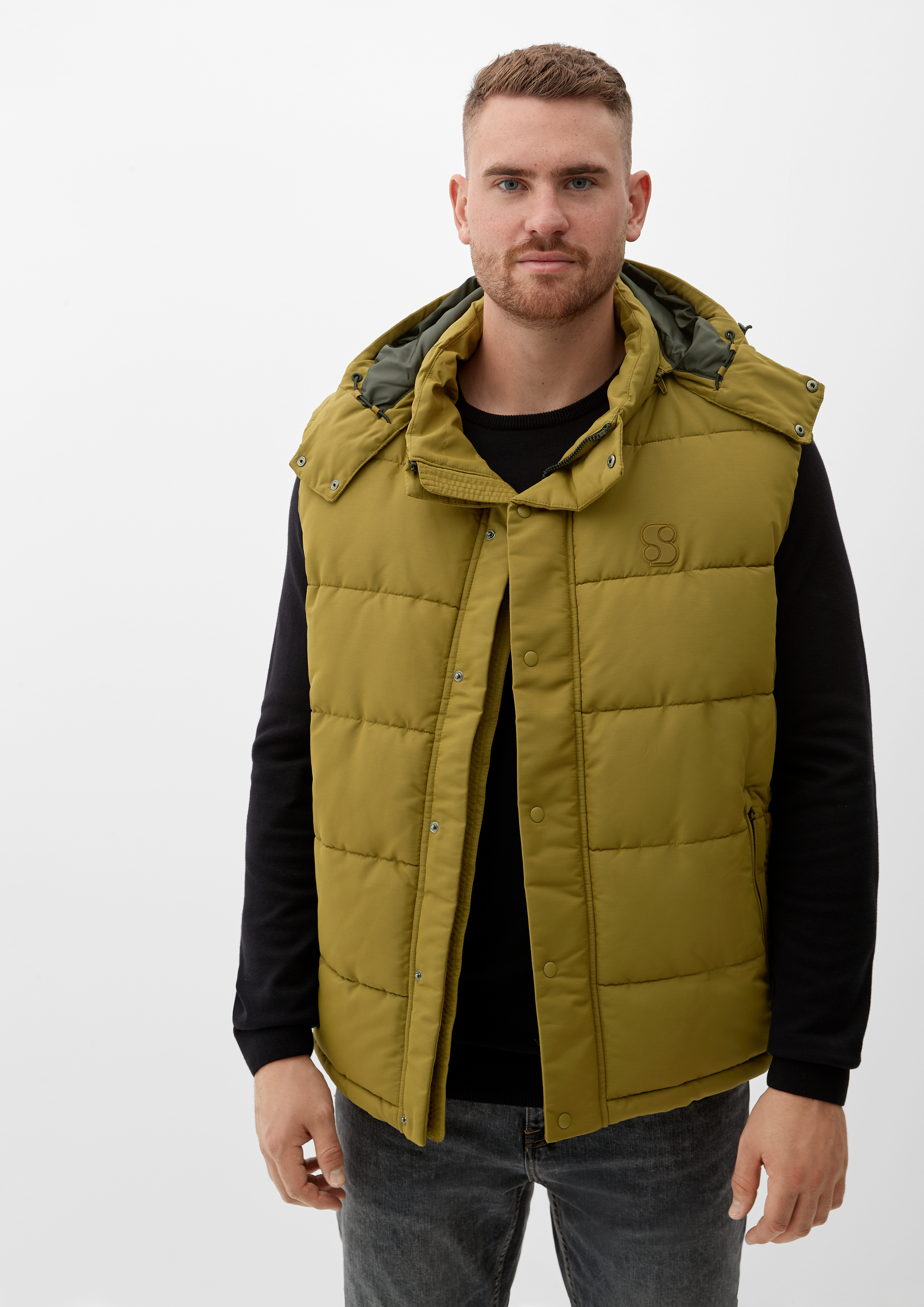 Quilted Body Warmer With A Detachable Hood Petrol, 41% OFF