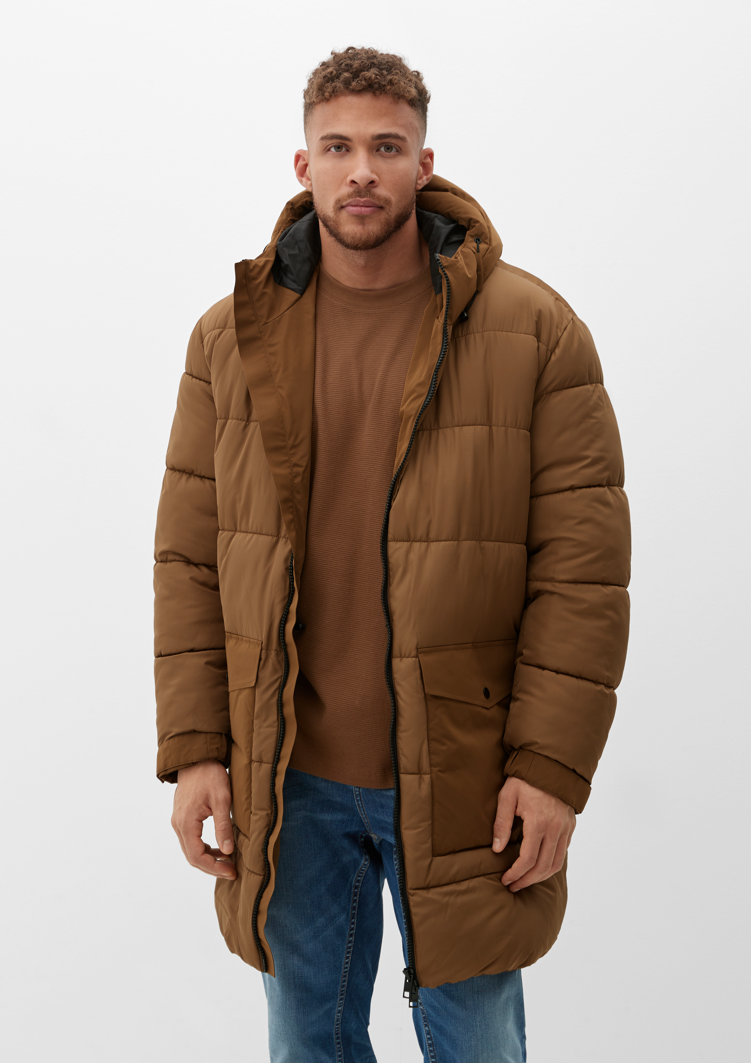 Warmly padded quilted coat - caramel | s.Oliver
