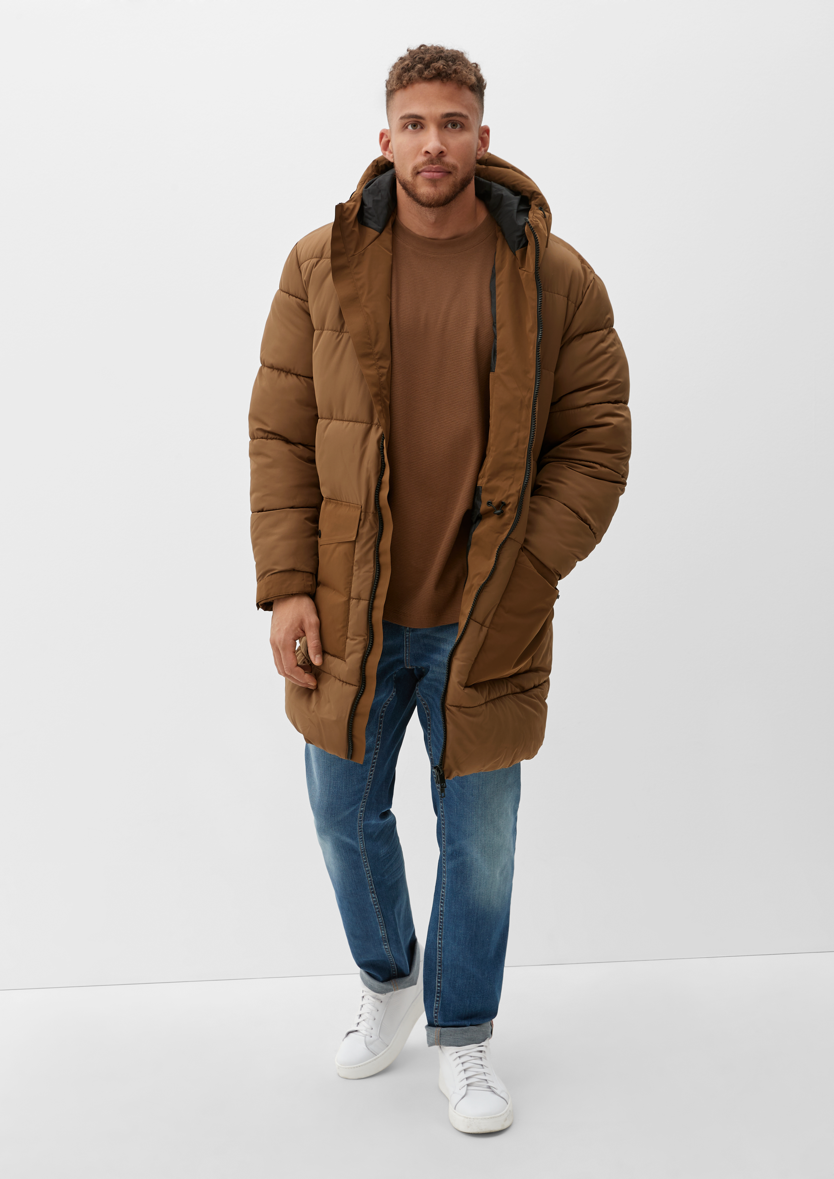 Warmly padded quilted coat - caramel | s.Oliver