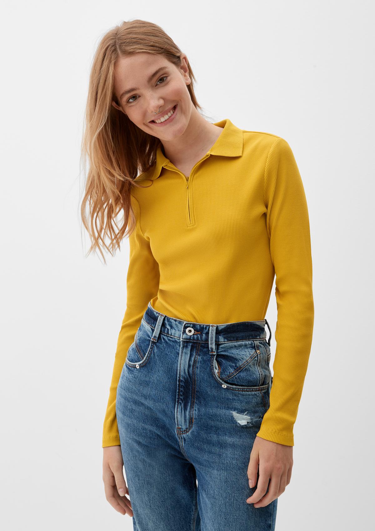 s.Oliver Long sleeve top with a turn-down collar