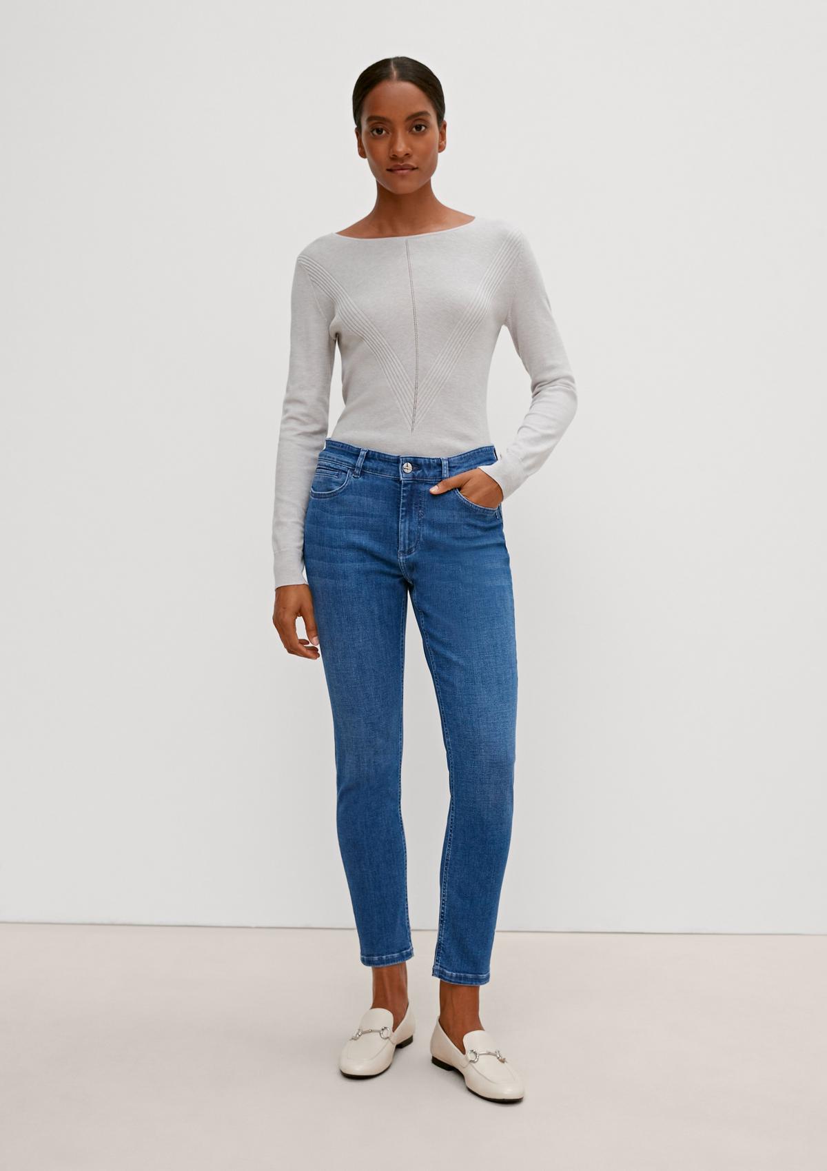 comma Slim: 7/8-Jeans mit Saumschlitzen