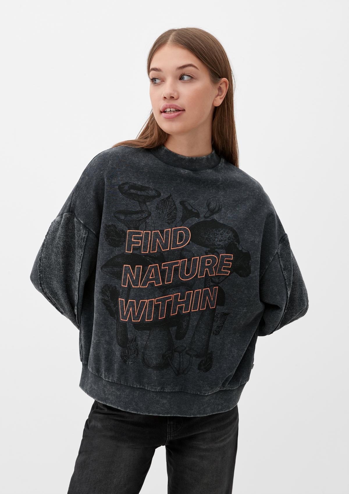 Sweatshirt mit Glitzerartwork - schwarz