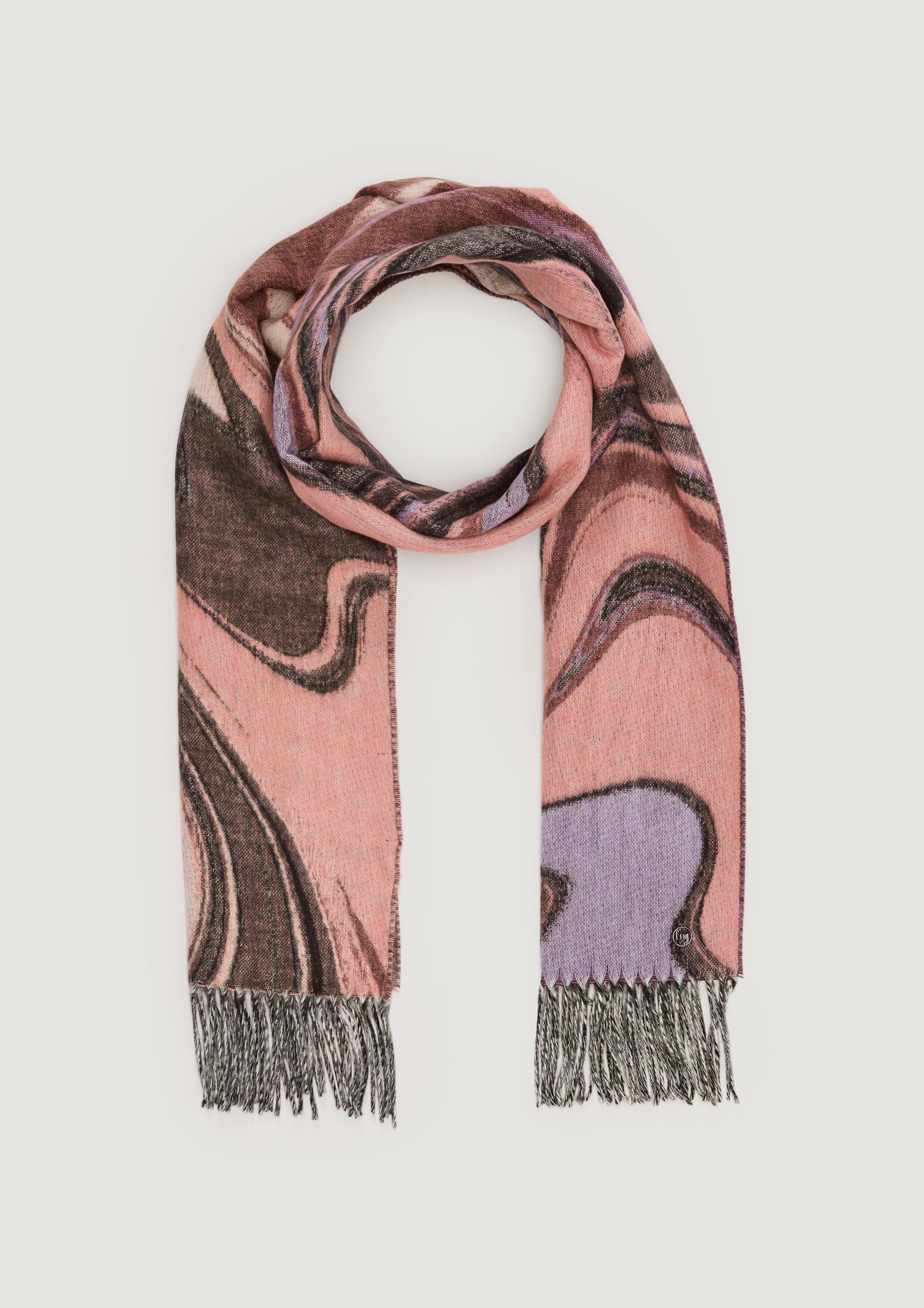 Patterned scarf with fringing graphit Comma