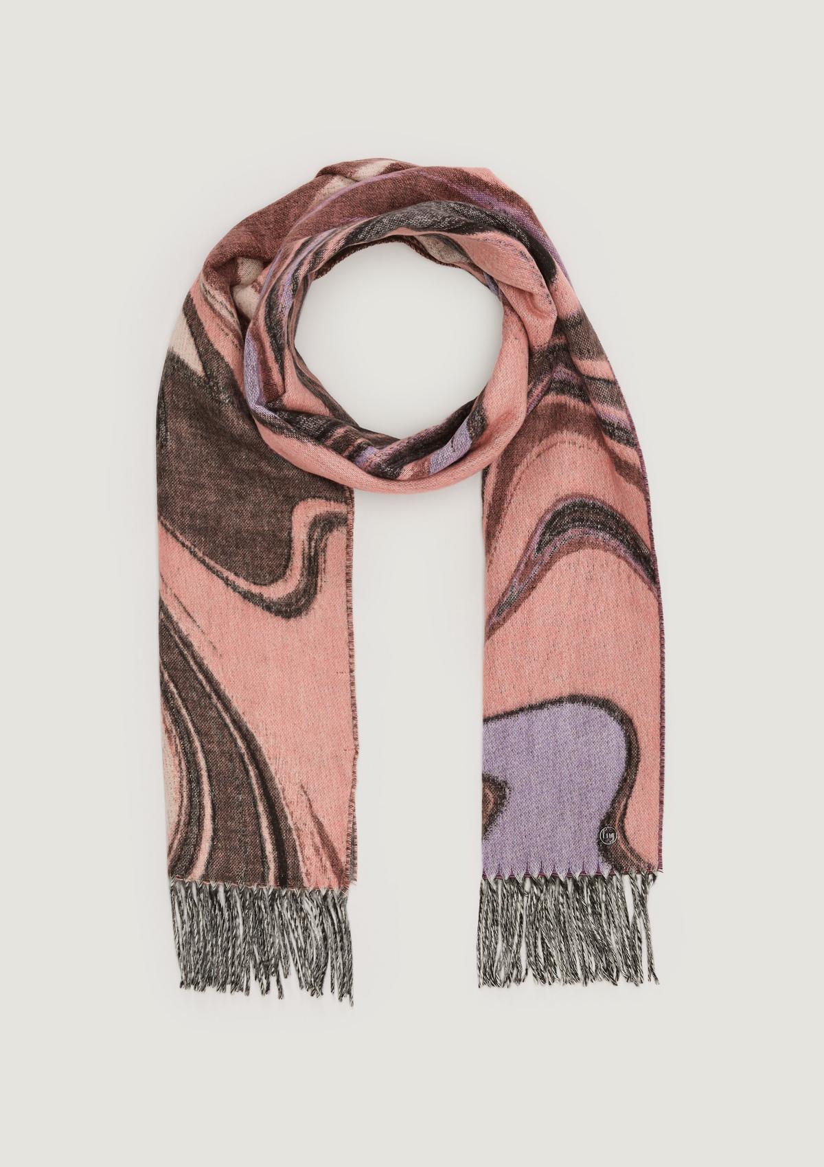 comma Patterned scarf with fringing