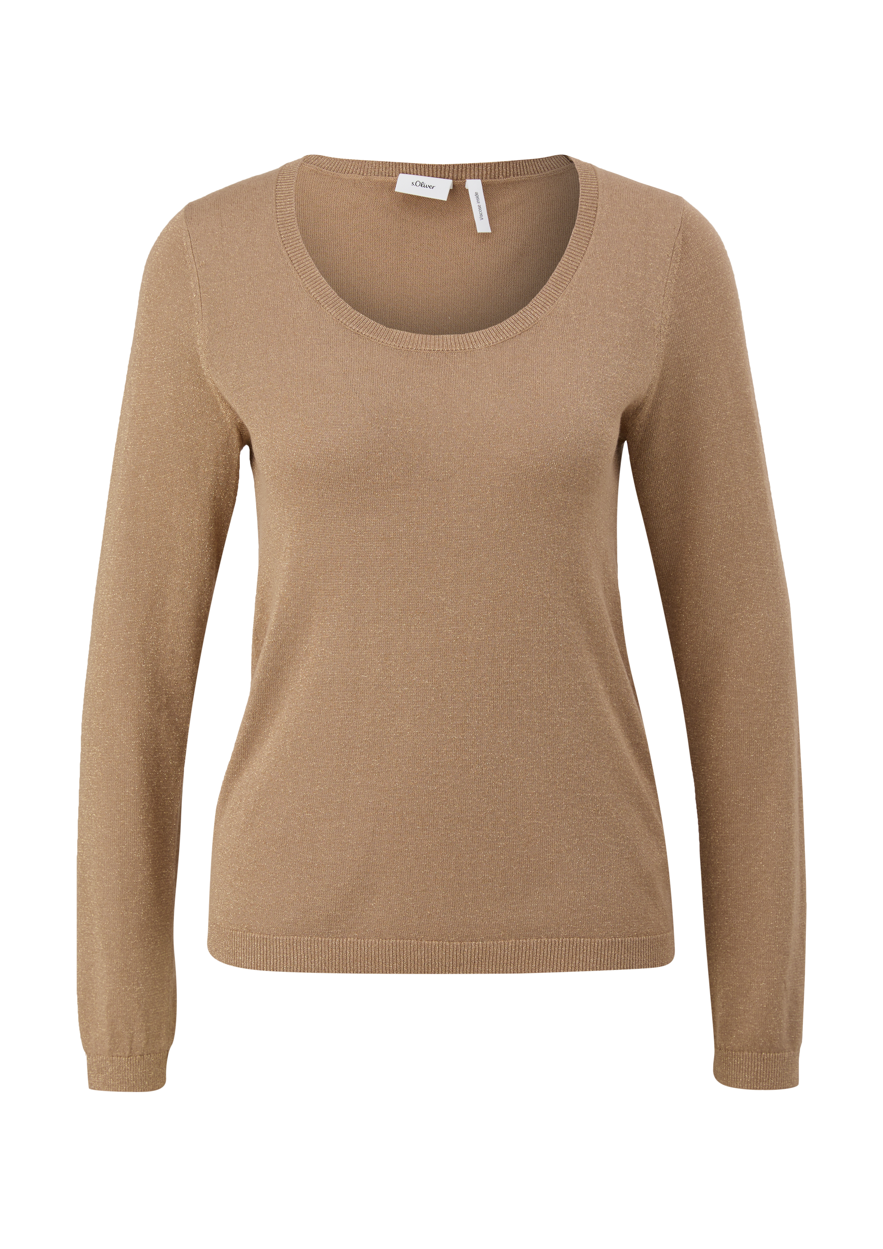 s.Oliver - Strickpullover mit Glitzergarn, Damen, braun