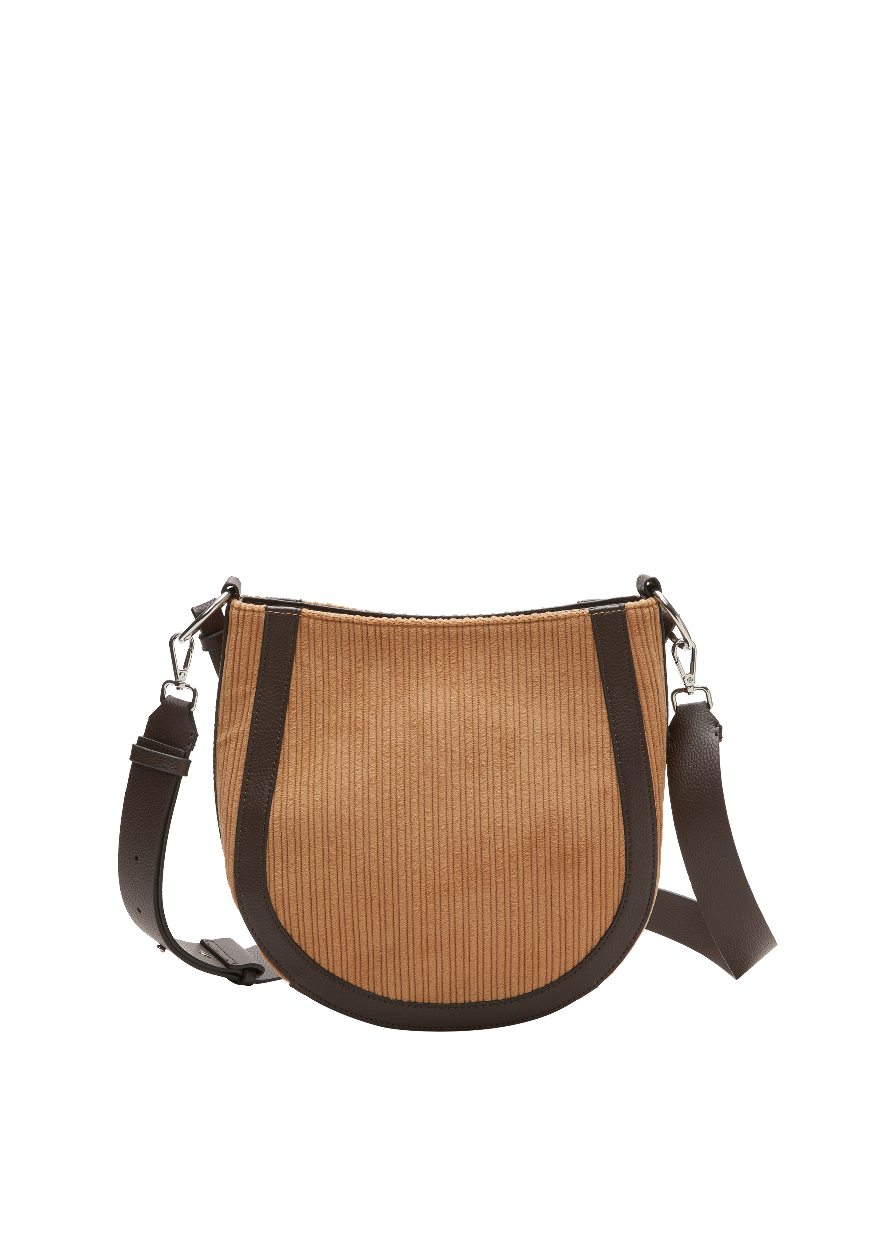 s.Oliver - Hobo Bag aus Cord und Lederimitat, Damen, braun