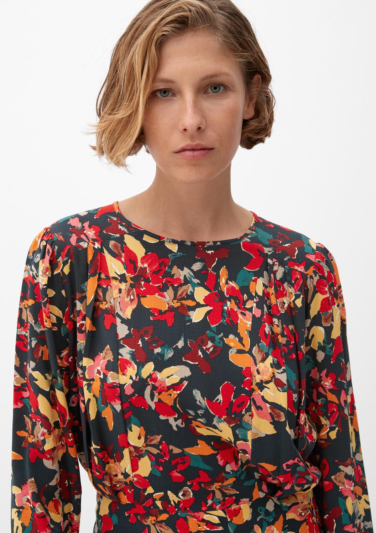 s.Oliver Patterned blouse with smocked details