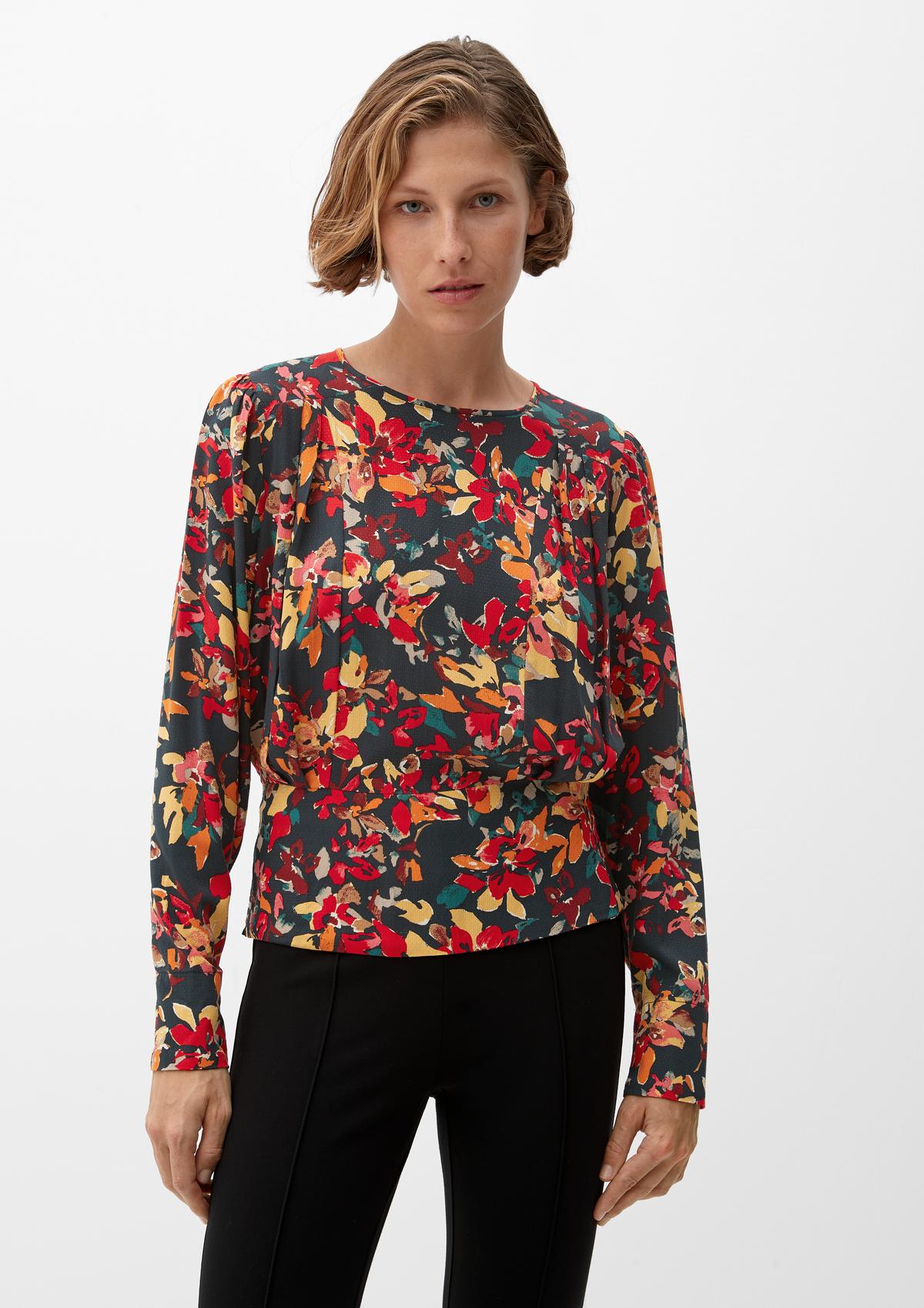 s.Oliver Patterned blouse with smocked details