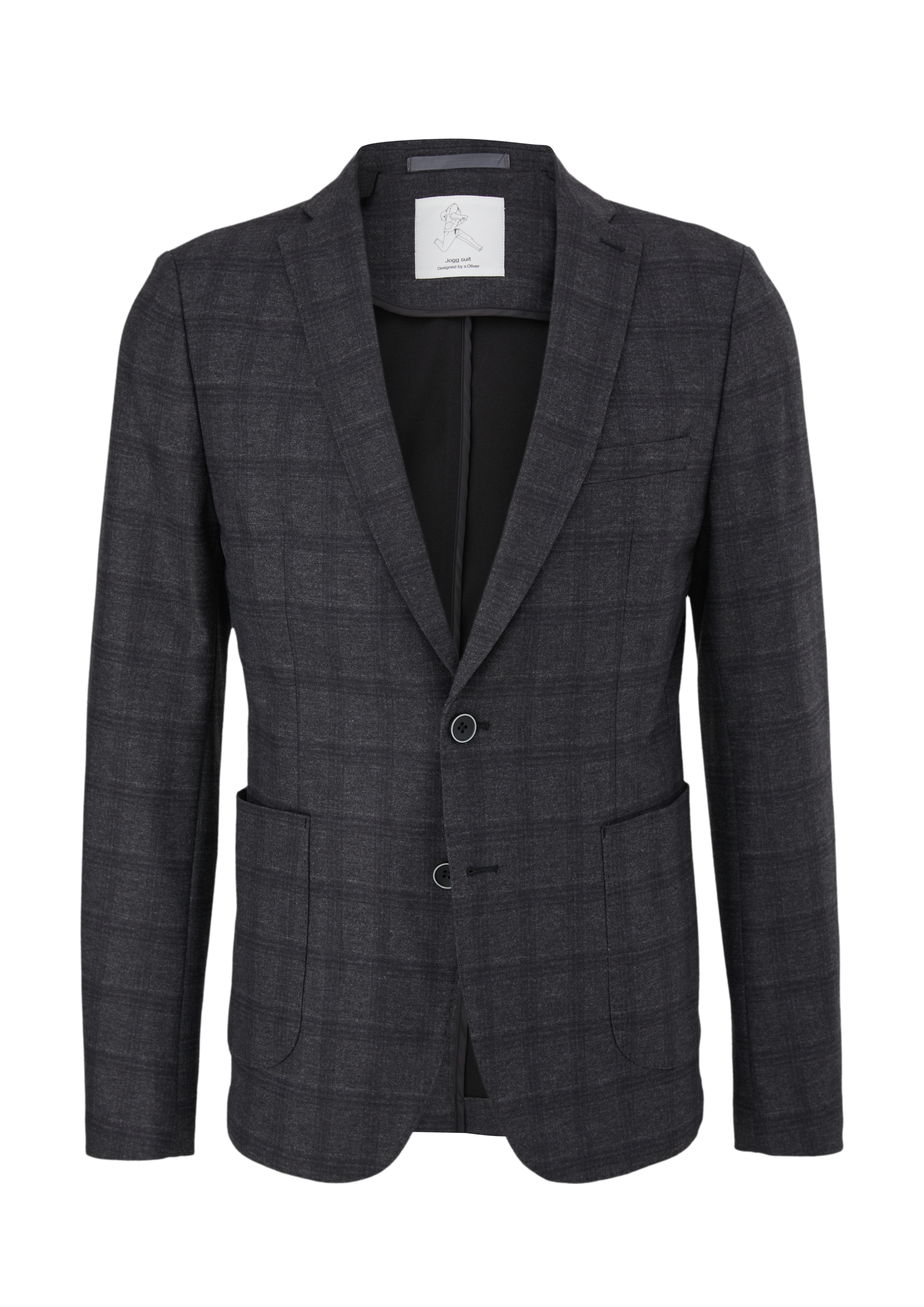 s.Oliver - Slim: Sakko mit Karo-Muster, Herren, grau