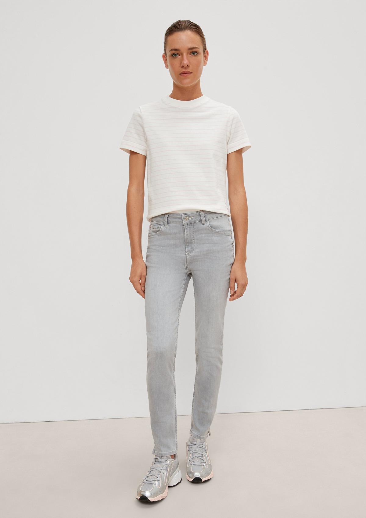 Slim: Jeans mit ausgefranstem Saum steingrau | Comma 