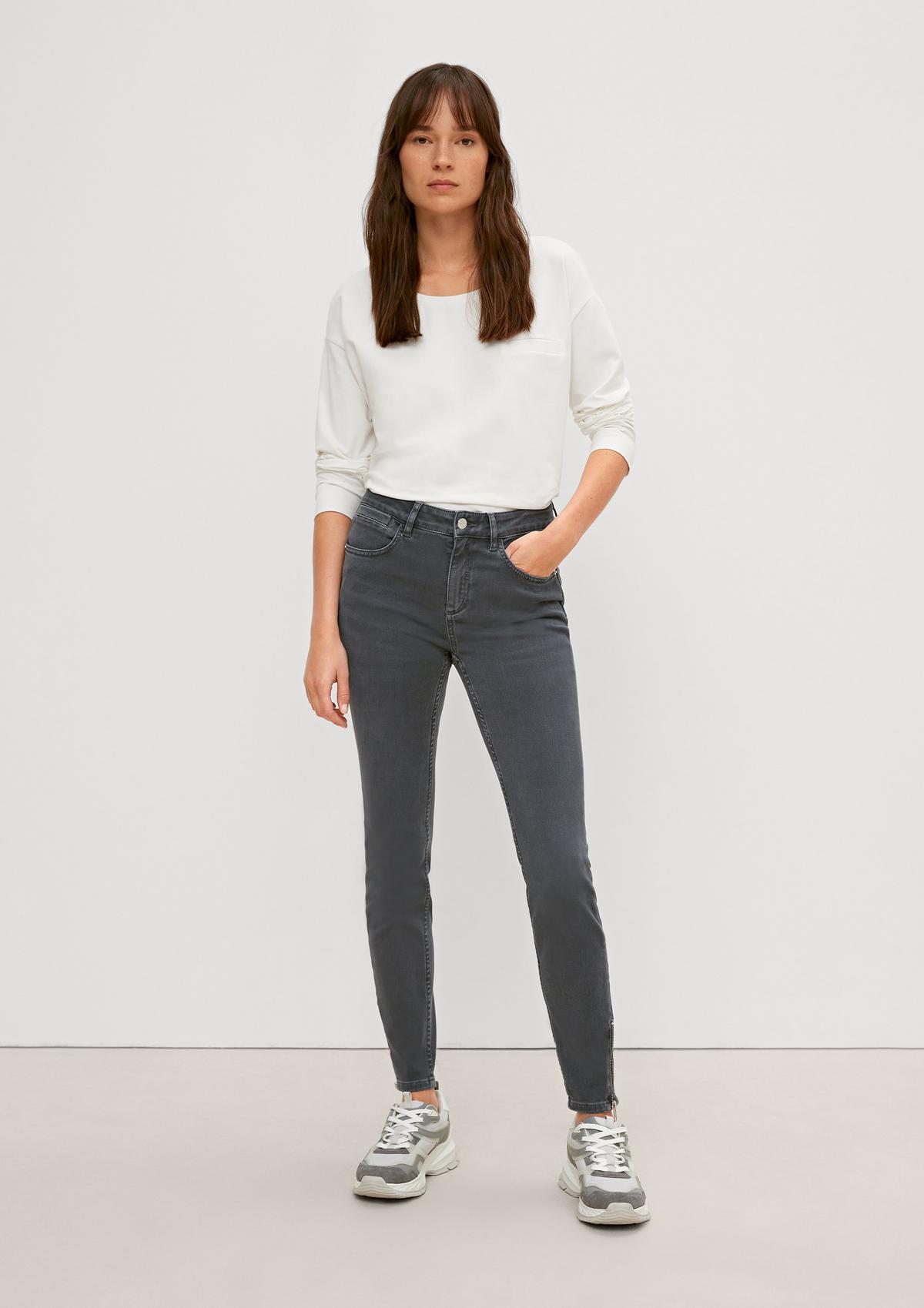 comma Skinny: Jeans mit Zippern am Beinsaum