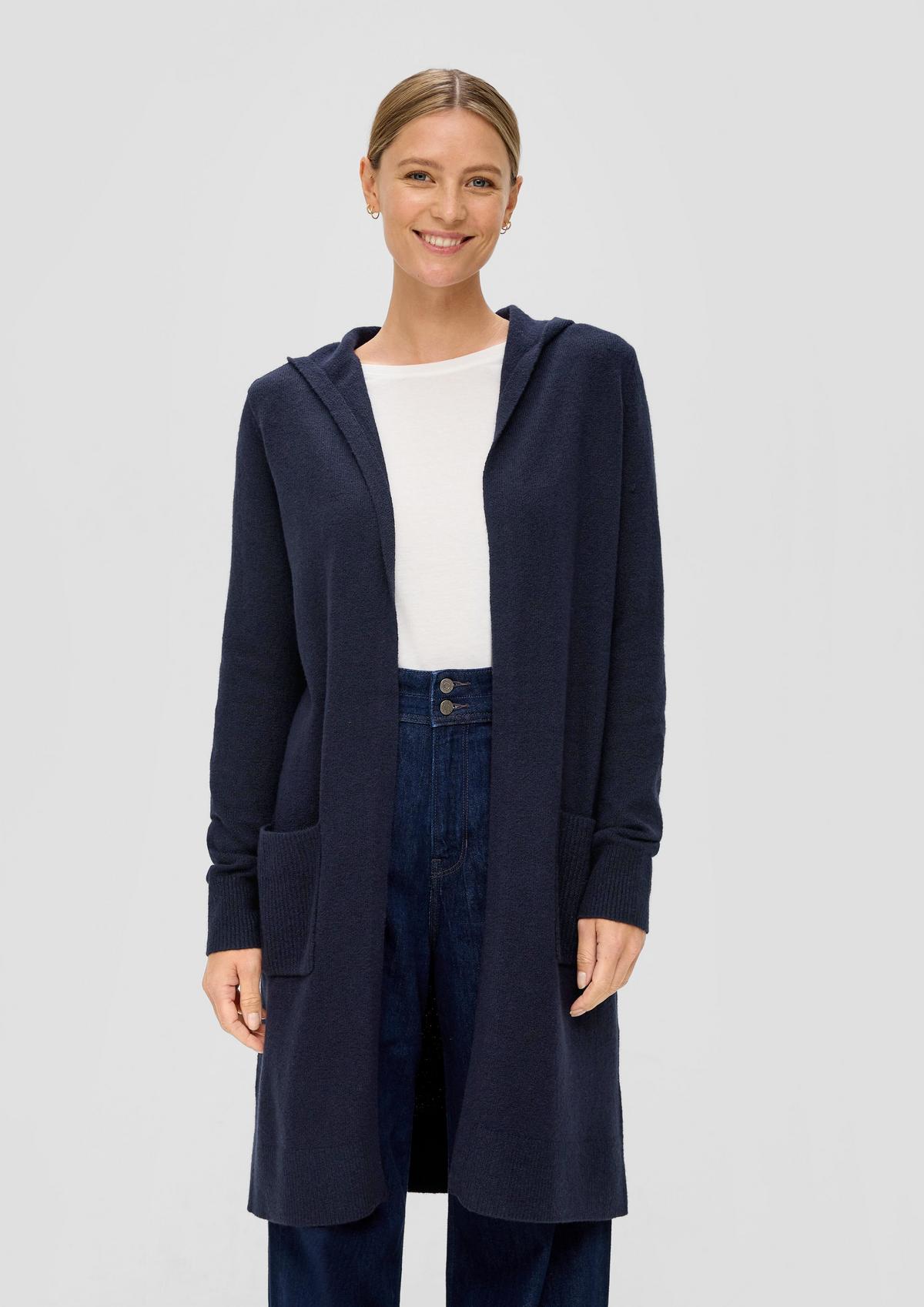 Open-front cardigan in blended wool