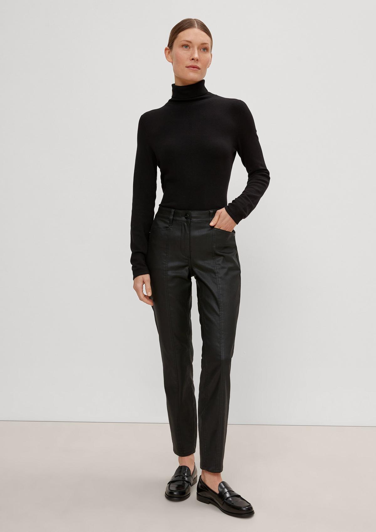 Slim: trousers with a coating - black | Comma