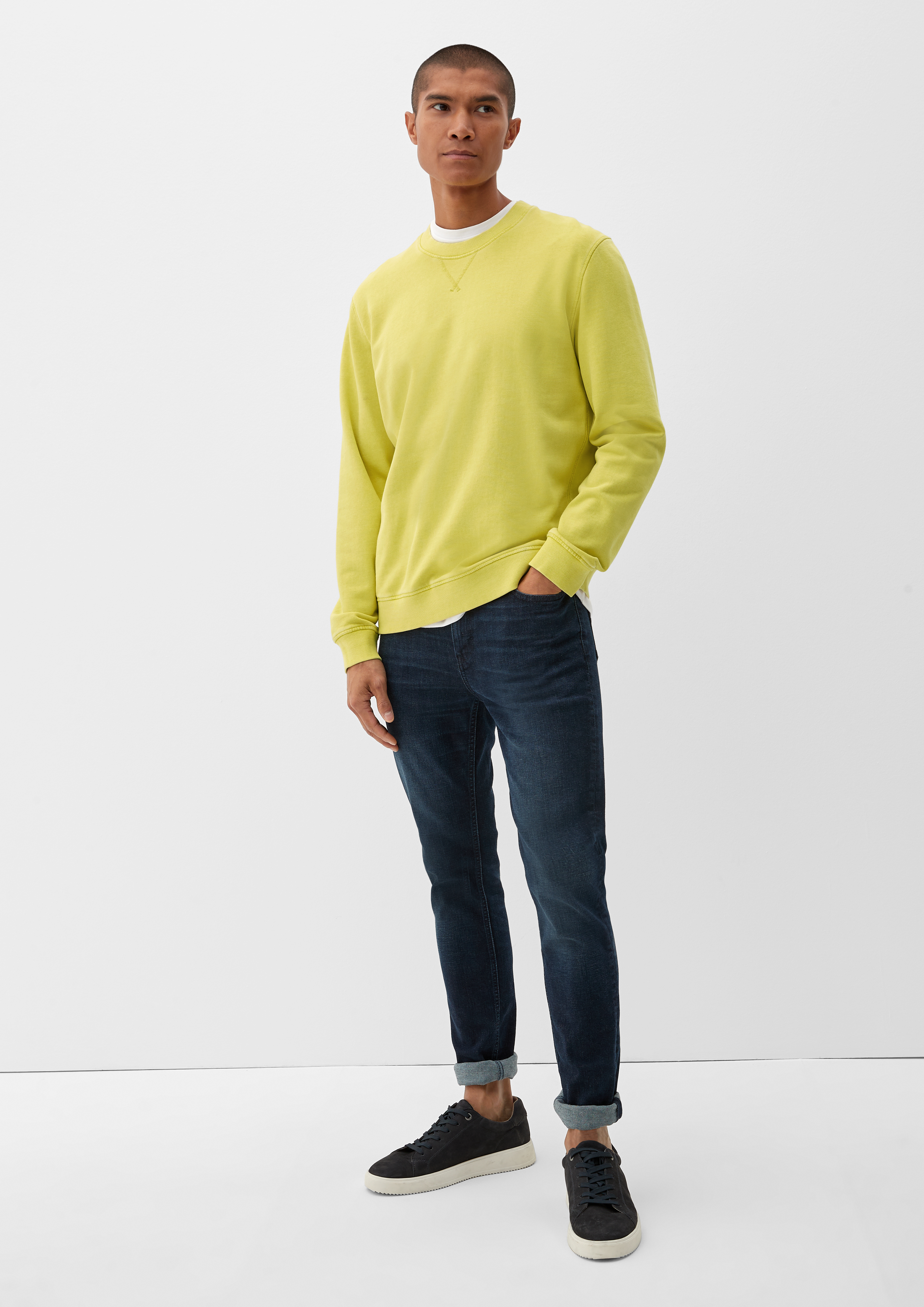 Jumper with a crew neck yellow s.Oliver