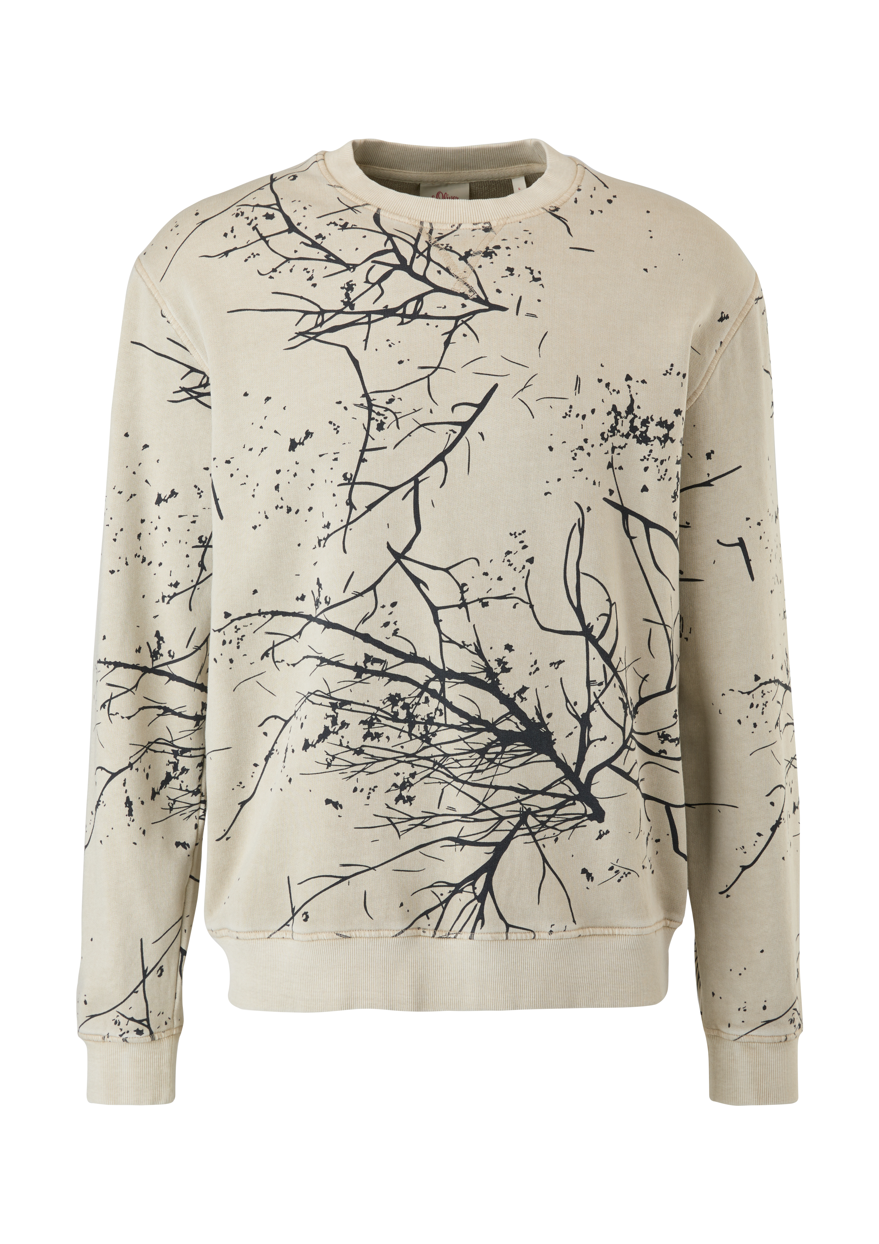 s.Oliver - Sweatshirt mit Alloverprint, Herren, Beige