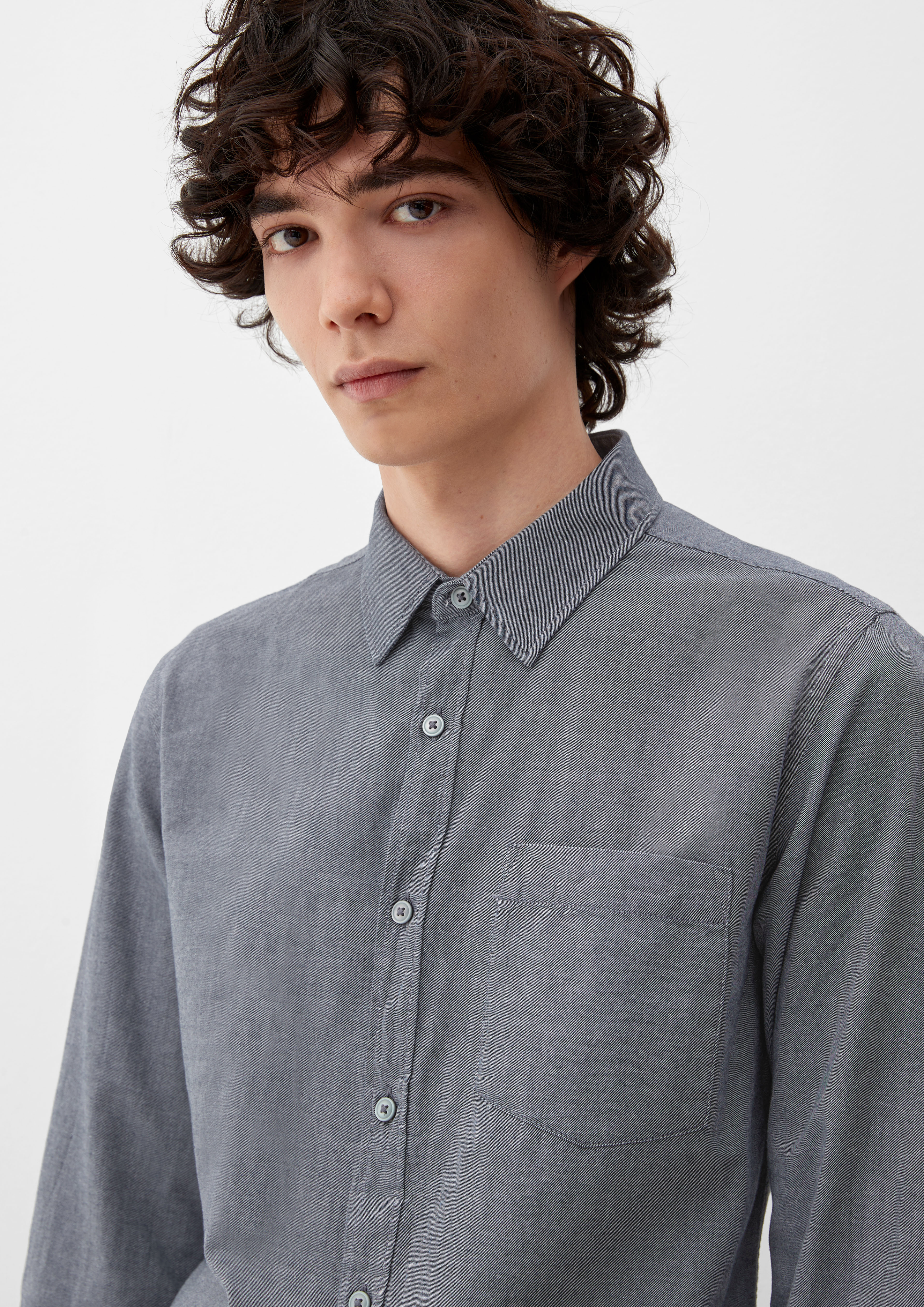 Slim fit cotton shirt with pocket navy s.Oliver