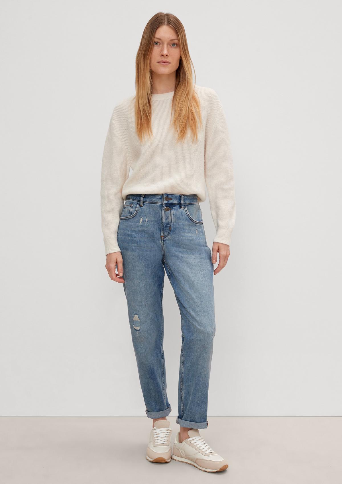 Regular fit: boyfriend jeans with distressed elements - ocean | Comma