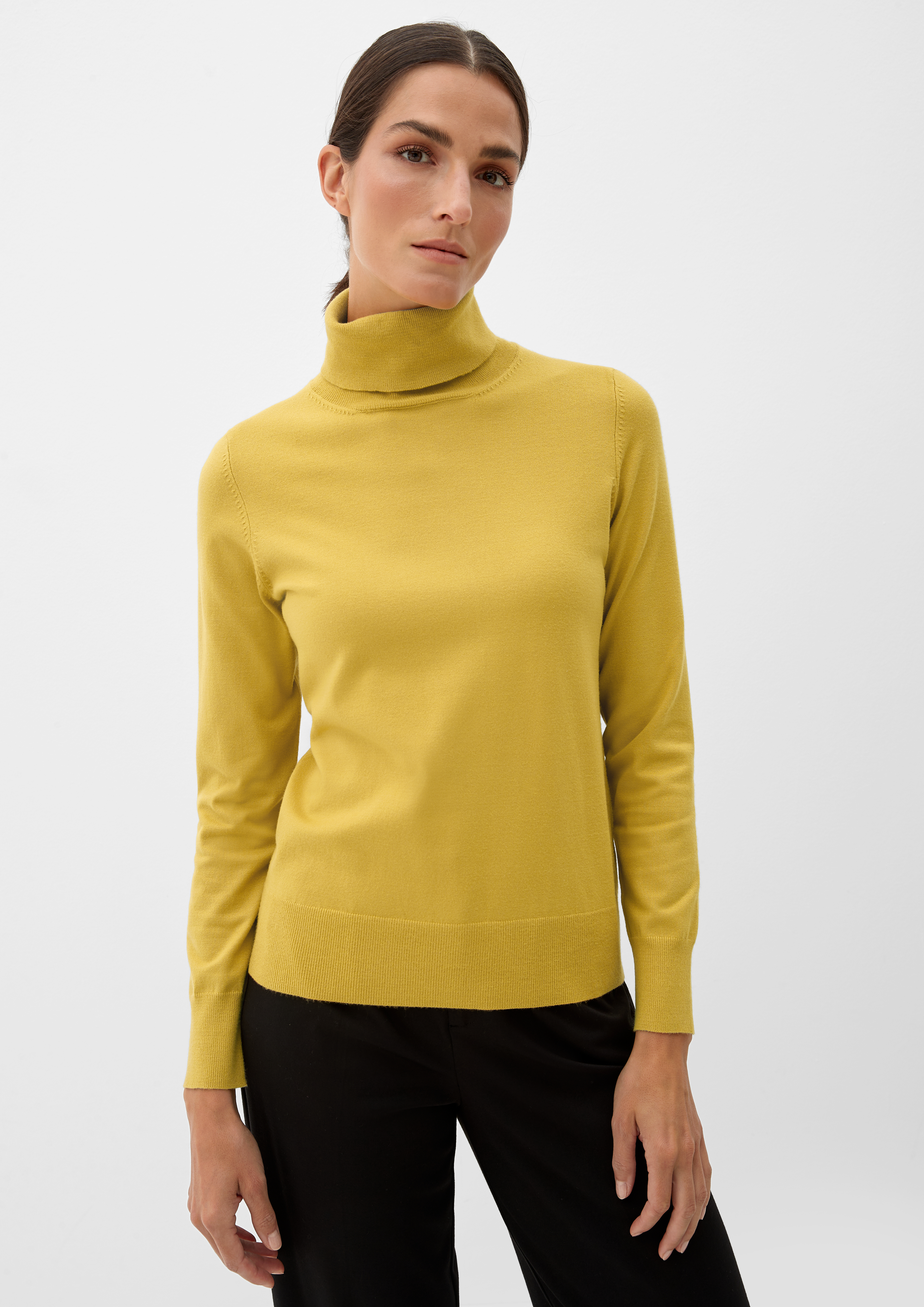 Polo neck jumper in a viscose blend - ecru | s.Oliver