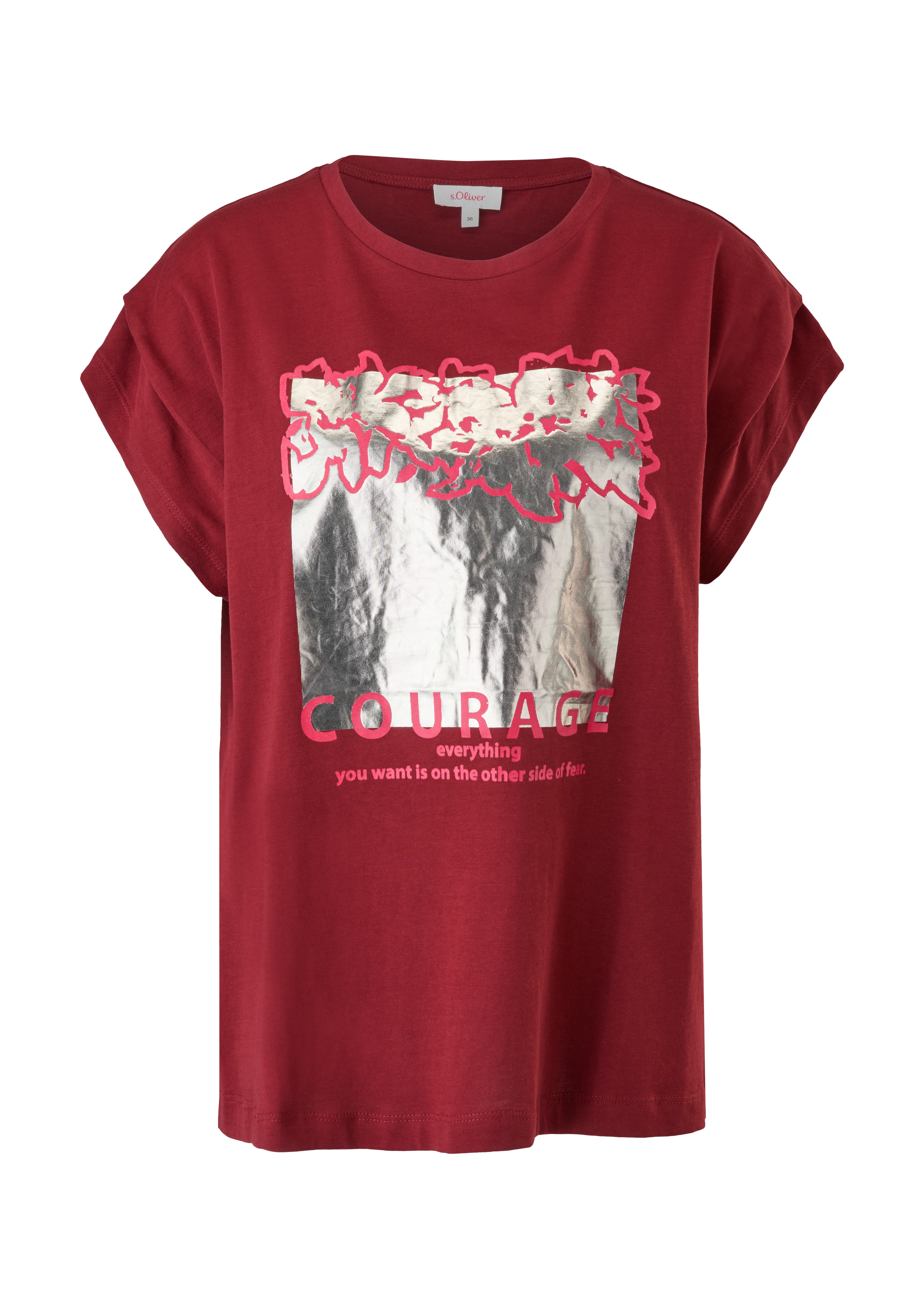 s.Oliver - Printshirt mit Raffung, Damen, rot