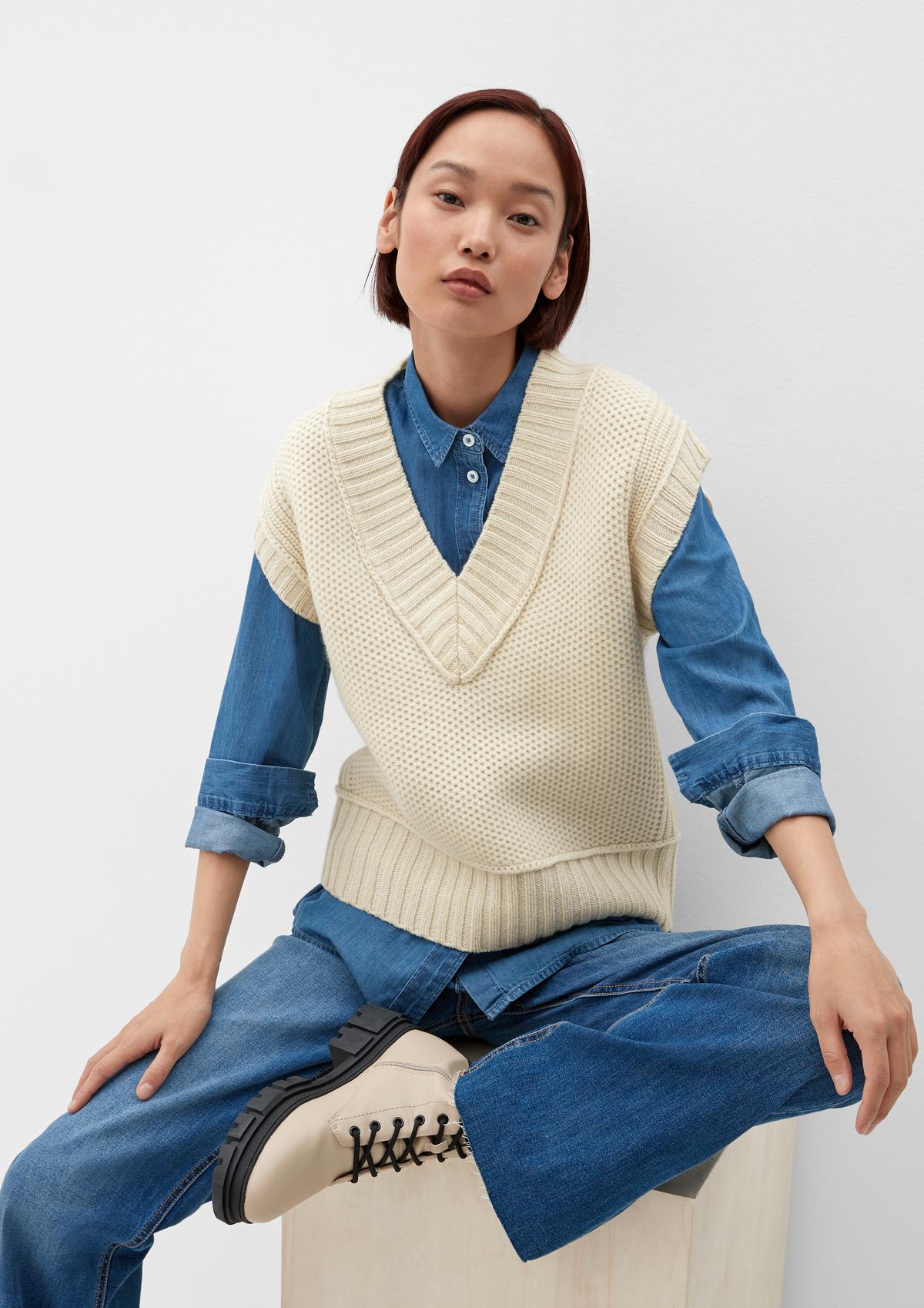 Kurzarm-Pullover aus Wolle
