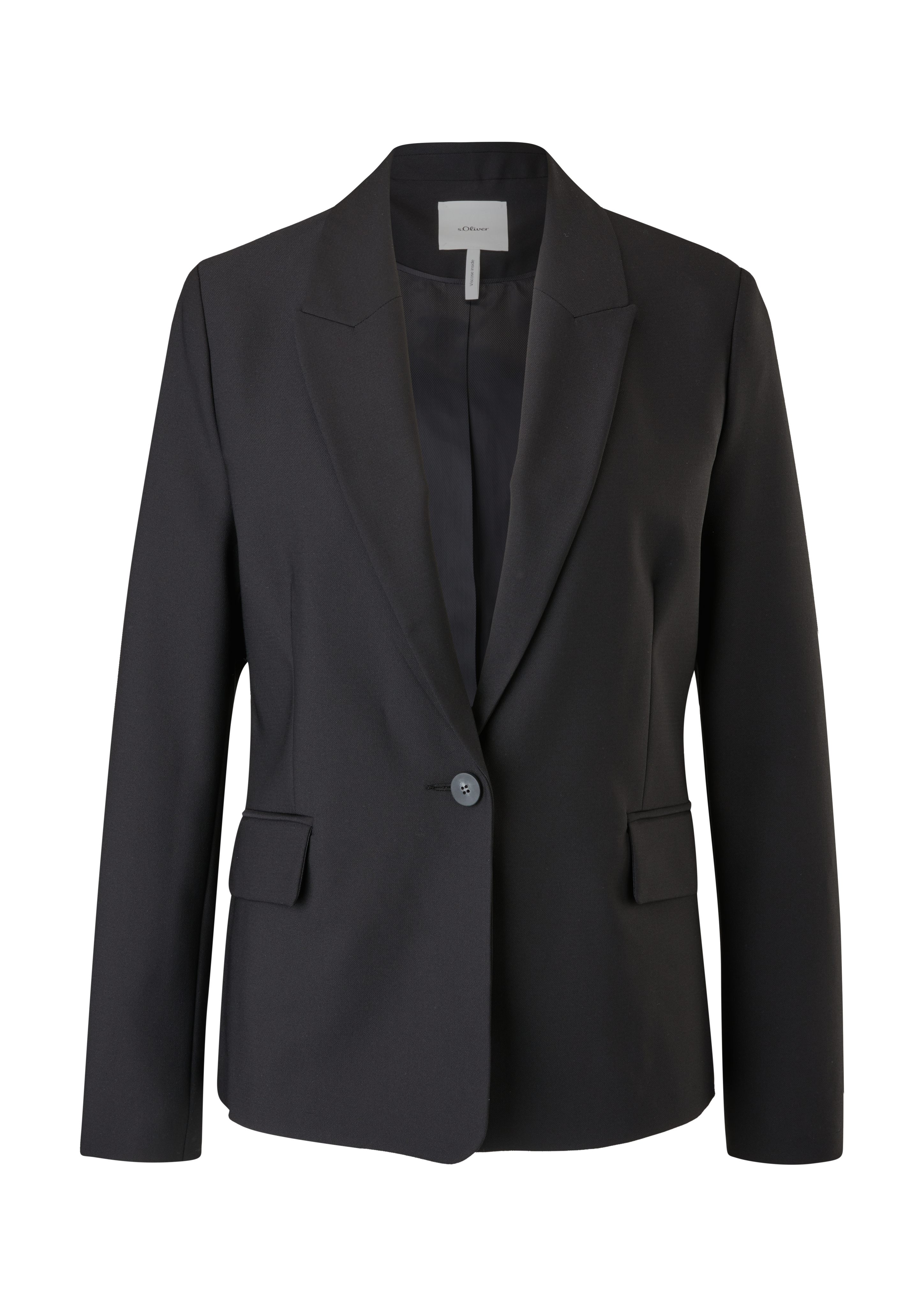 s.Oliver - Blazer aus Viskosecrêpe, Damen, schwarz