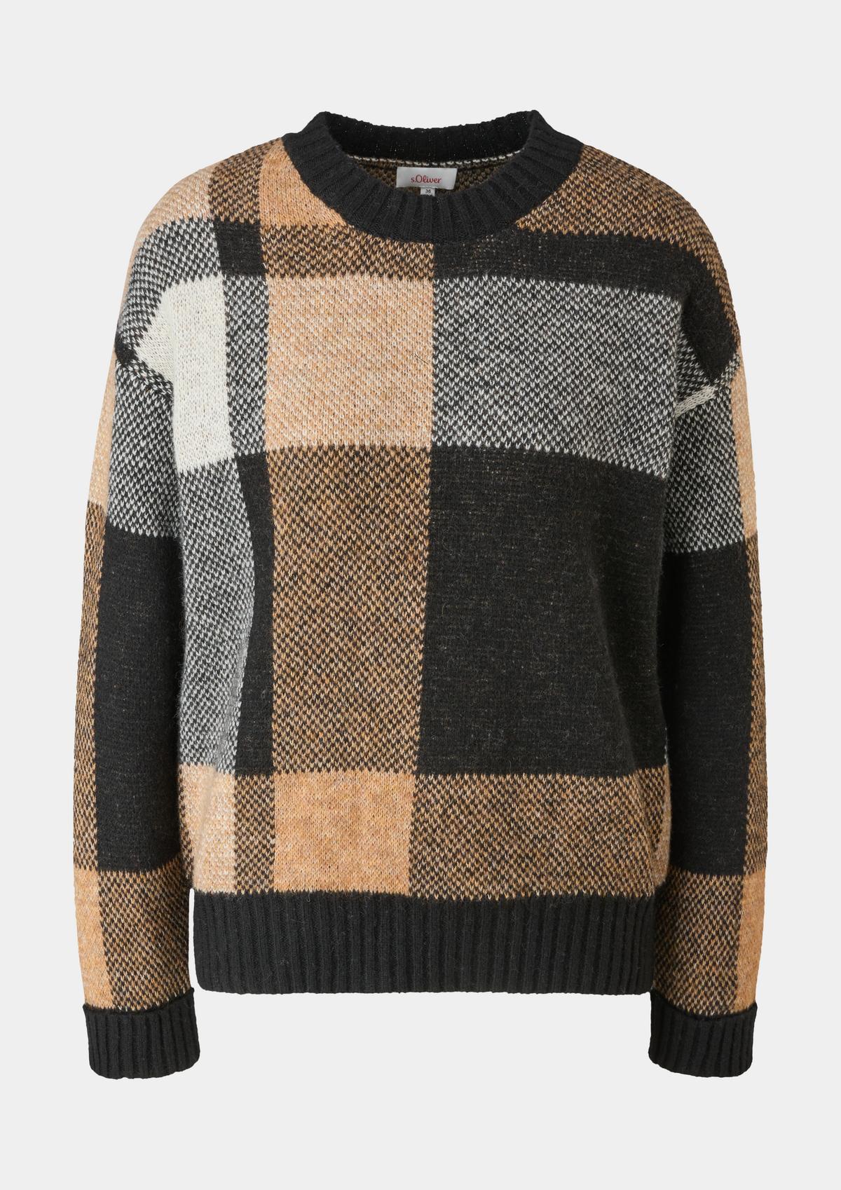 s.Oliver Jacquard jumper with a check pattern 
 