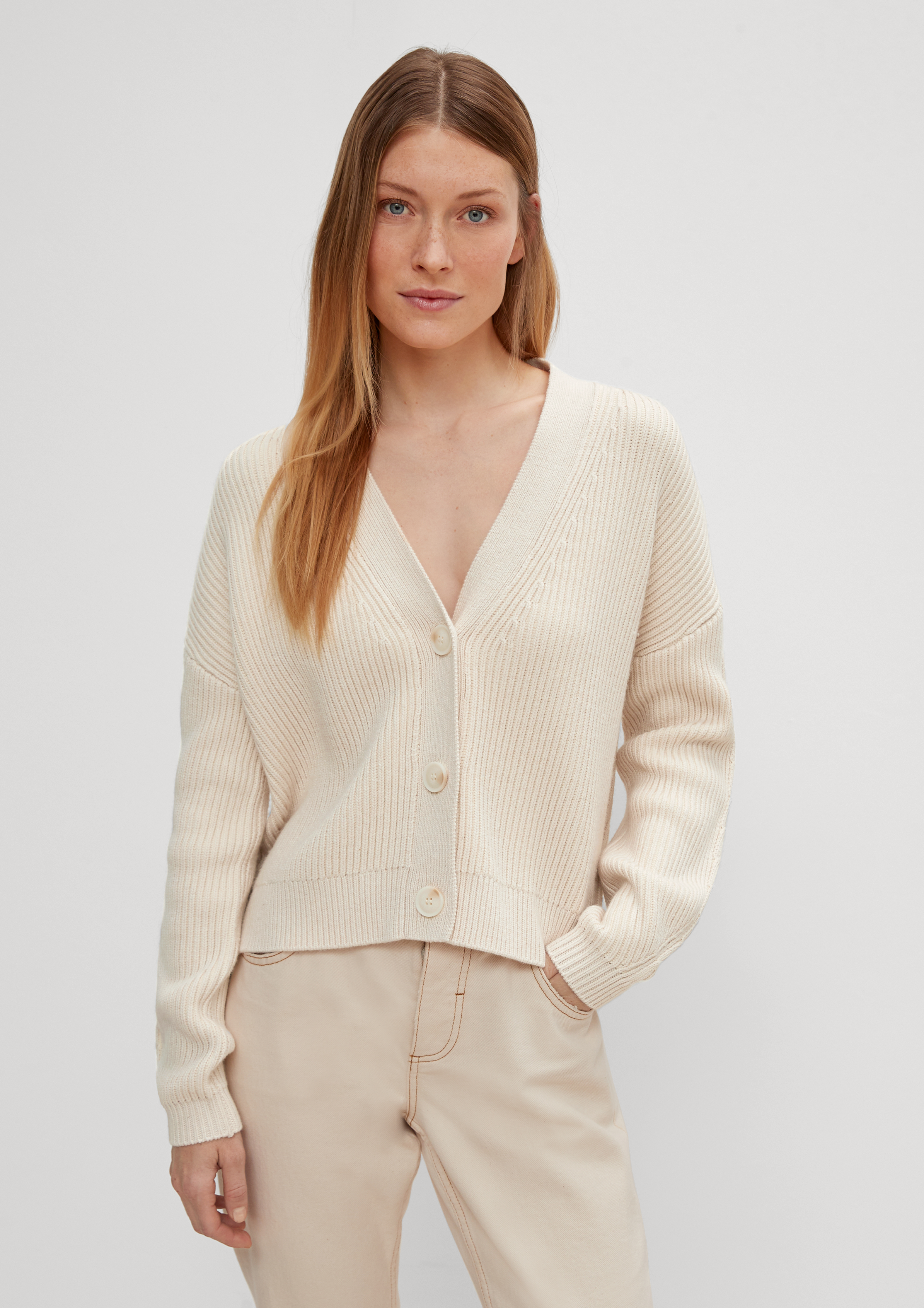 Cream v hot sale neck cardigan