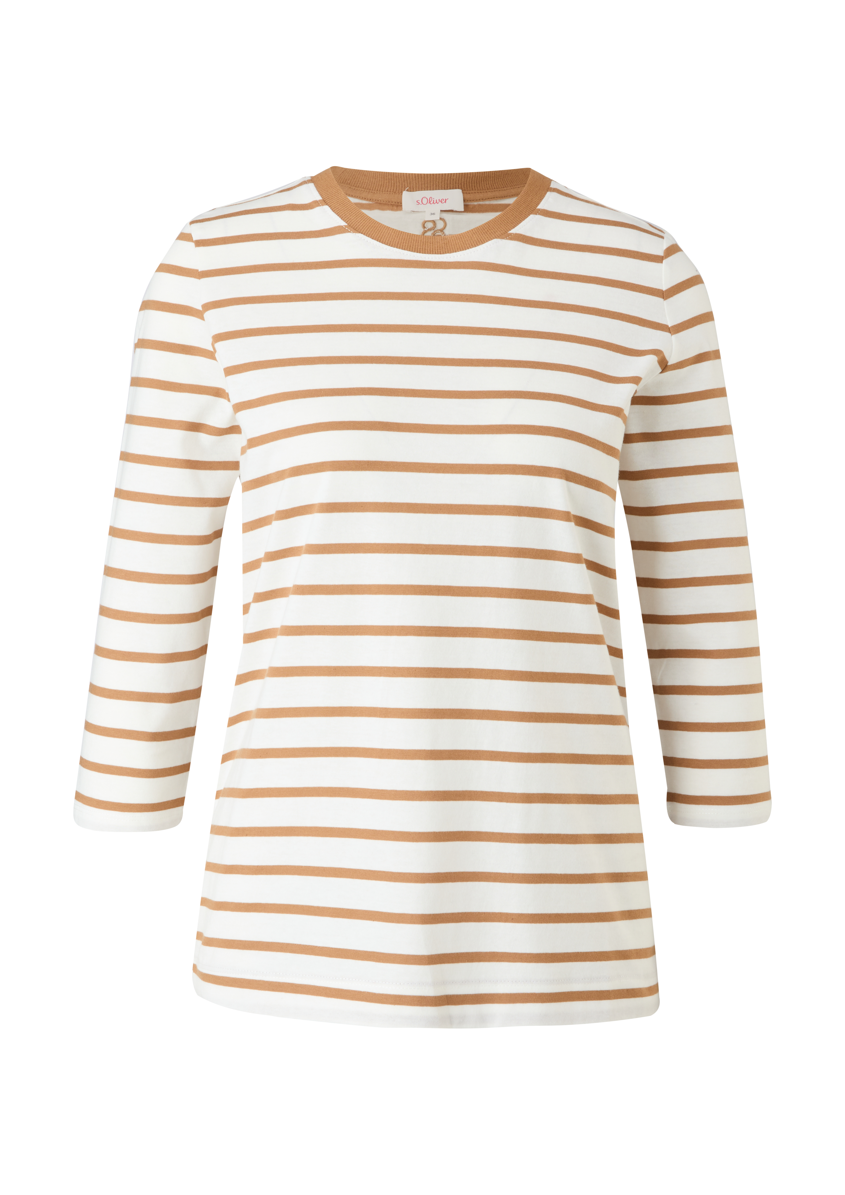 s.Oliver - Shirt mit Streifenmuster, Damen, braun|creme